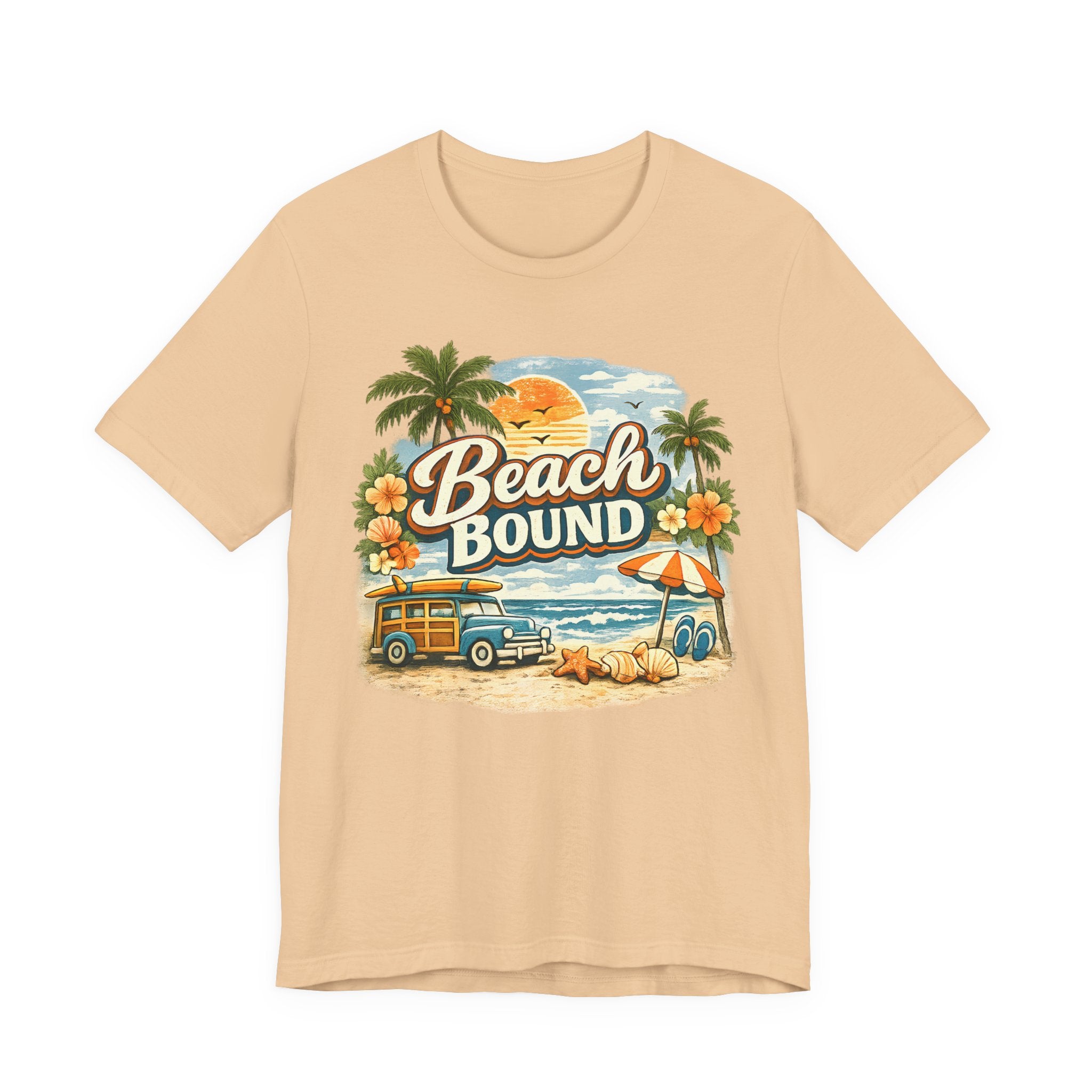 Beach Bound T-Shirt — Retro Surf Van & Palm Trees Tee