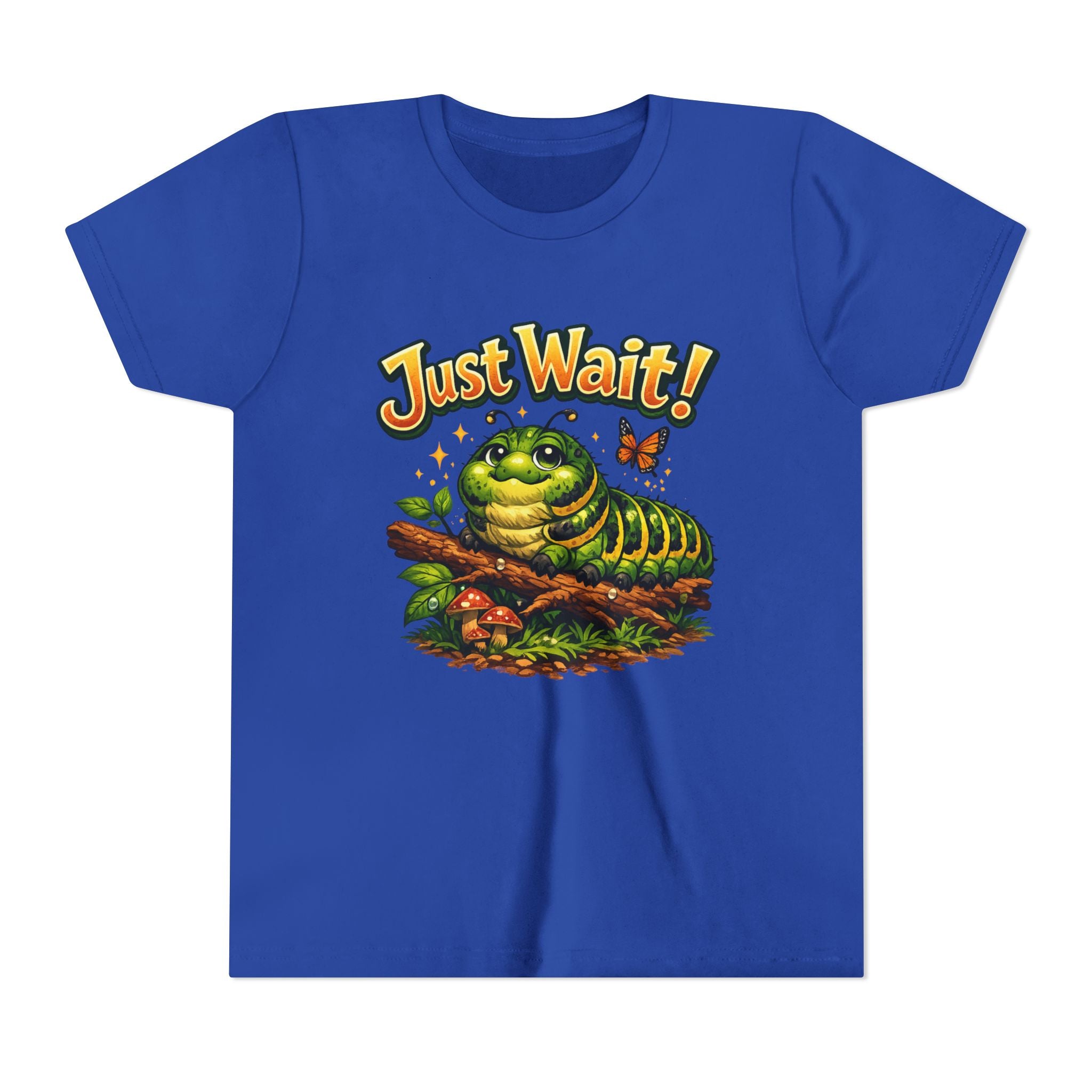 Youth Tee - "Just Wait!" Cute Caterpillar Graphic Kids T-Shirt