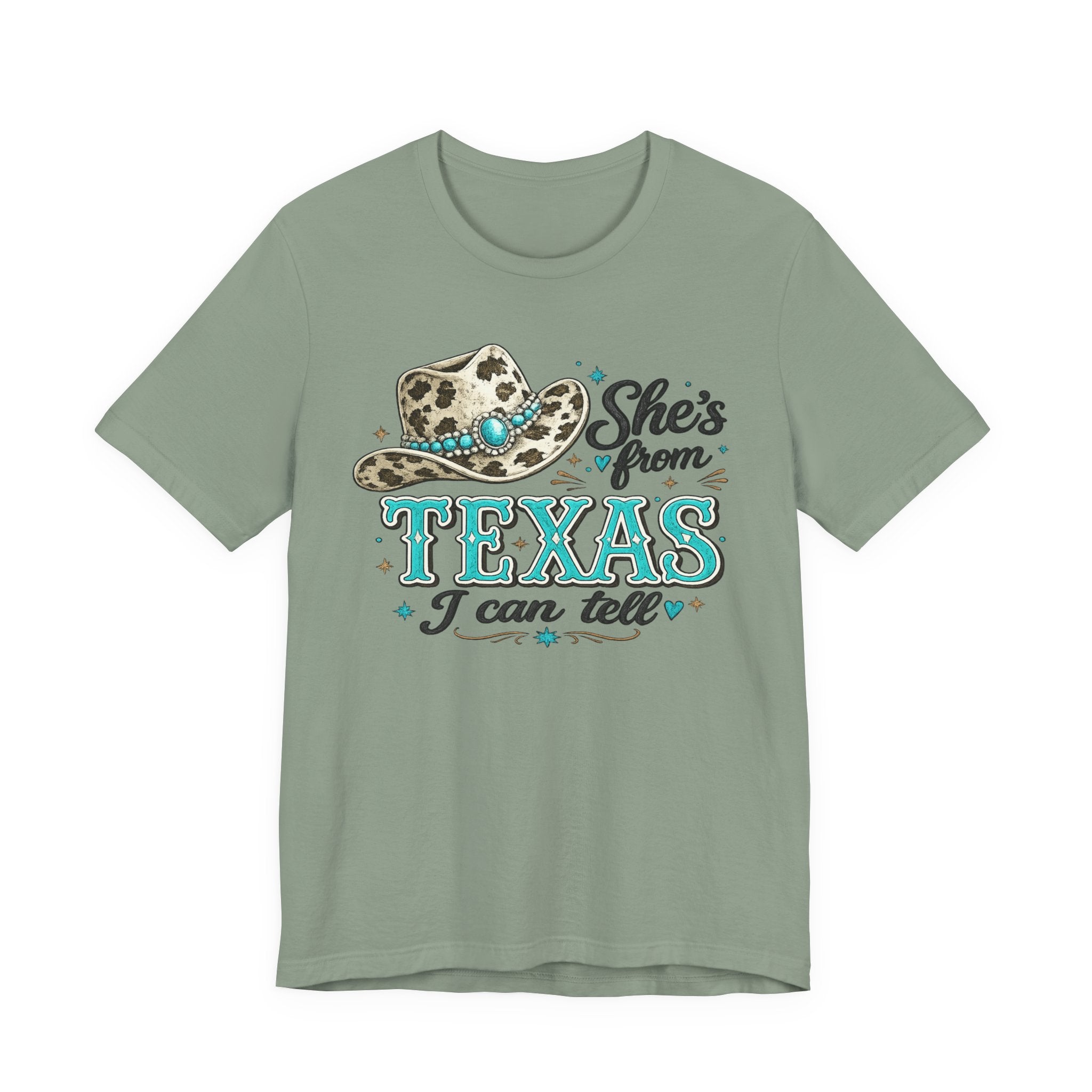 She’s From Texas T-Shirt – Leopard Cowgirl Hat Graphic Tee