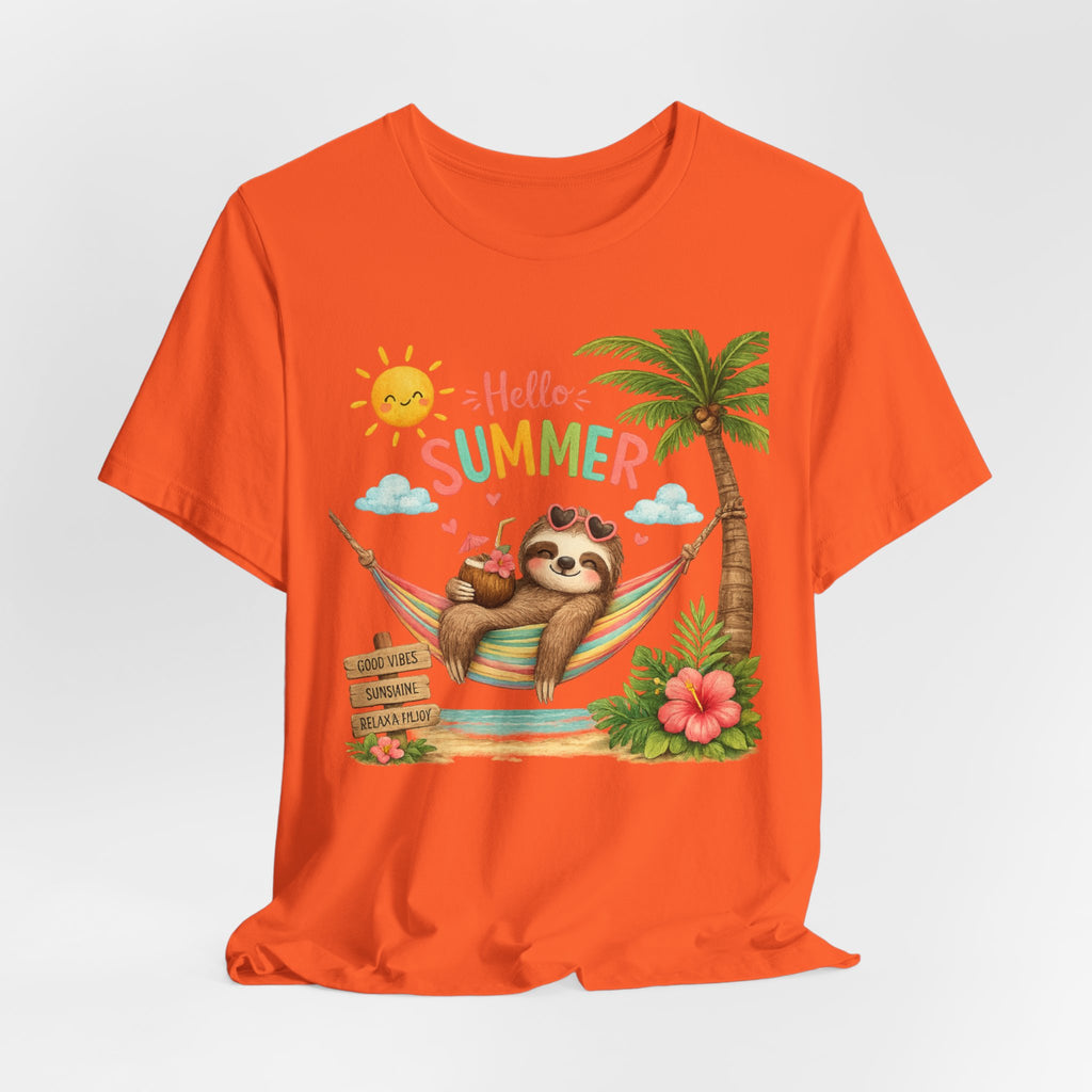 Hello Summer Sloth T-Shirt — Cute Tropical Beach Tee