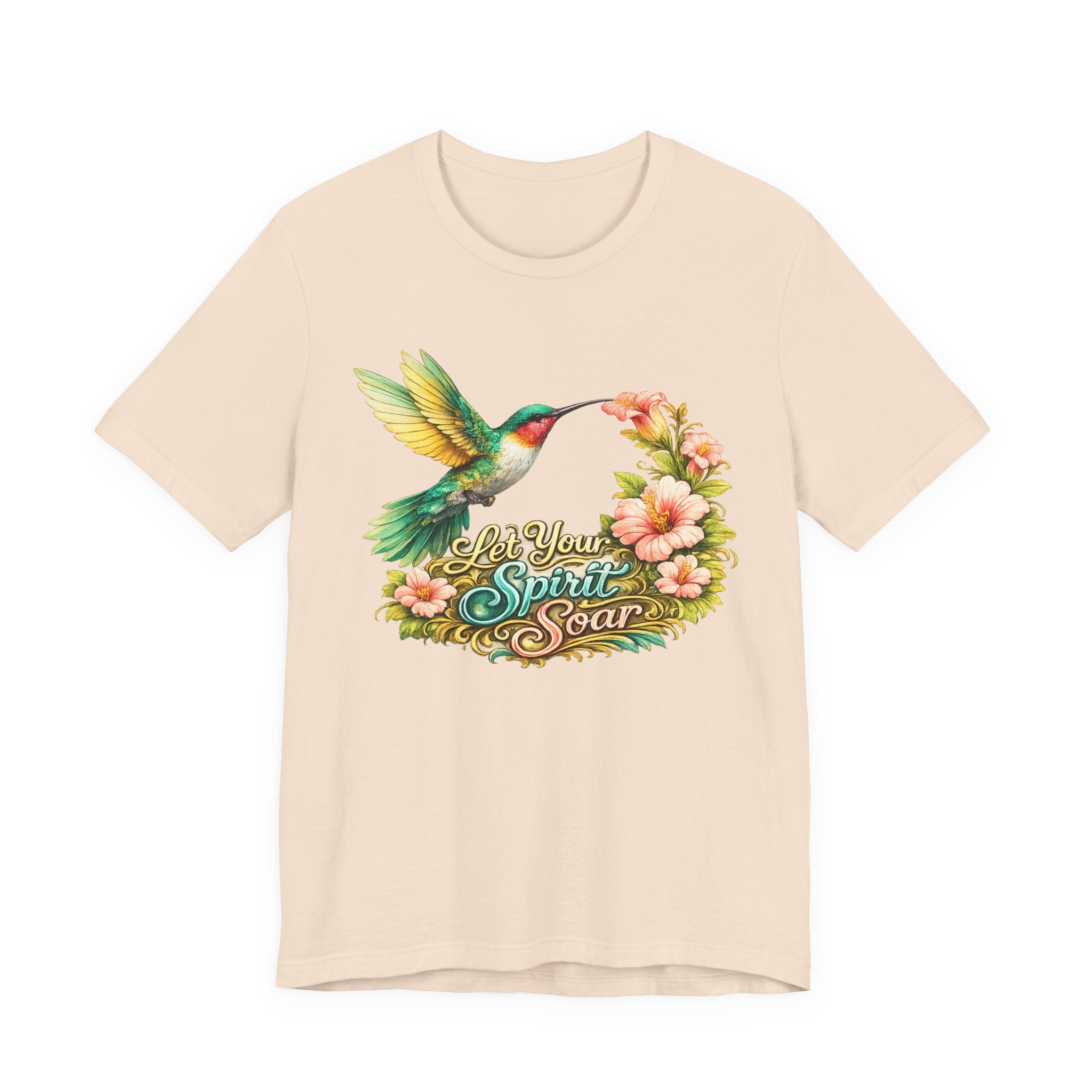 Hummingbird "Let Your Spirit Soar" Tee — Floral Inspirational Graphic T-Shirt
