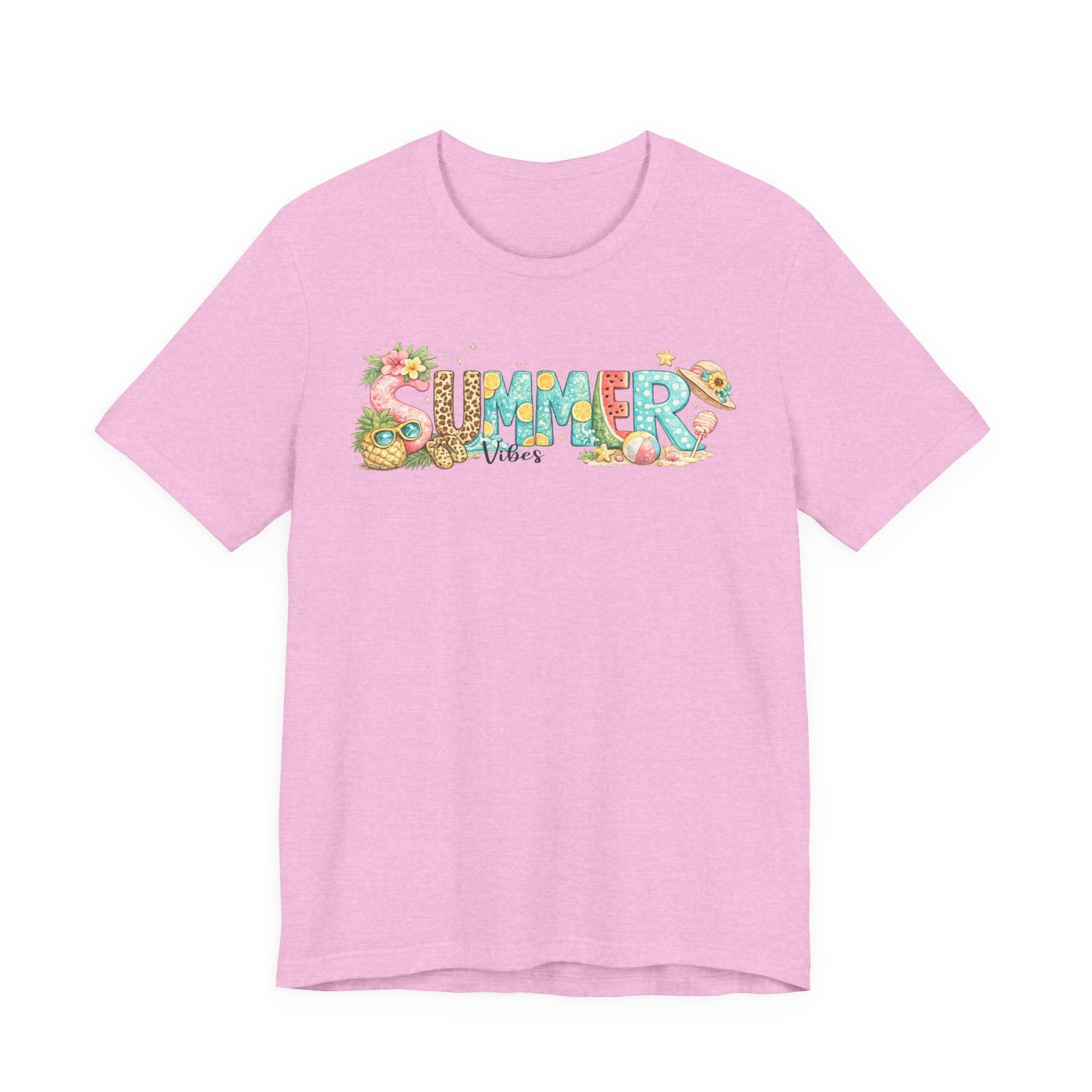 Summer Vibes Graphic Tee - 'Summer' Floral Beach Design