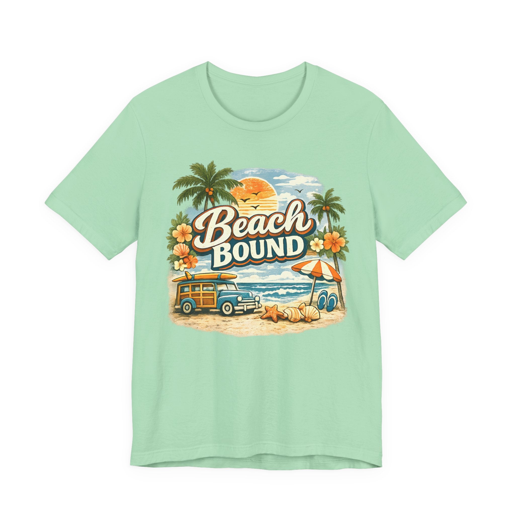 Beach Bound T-Shirt — Retro Surf Van & Palm Trees Tee