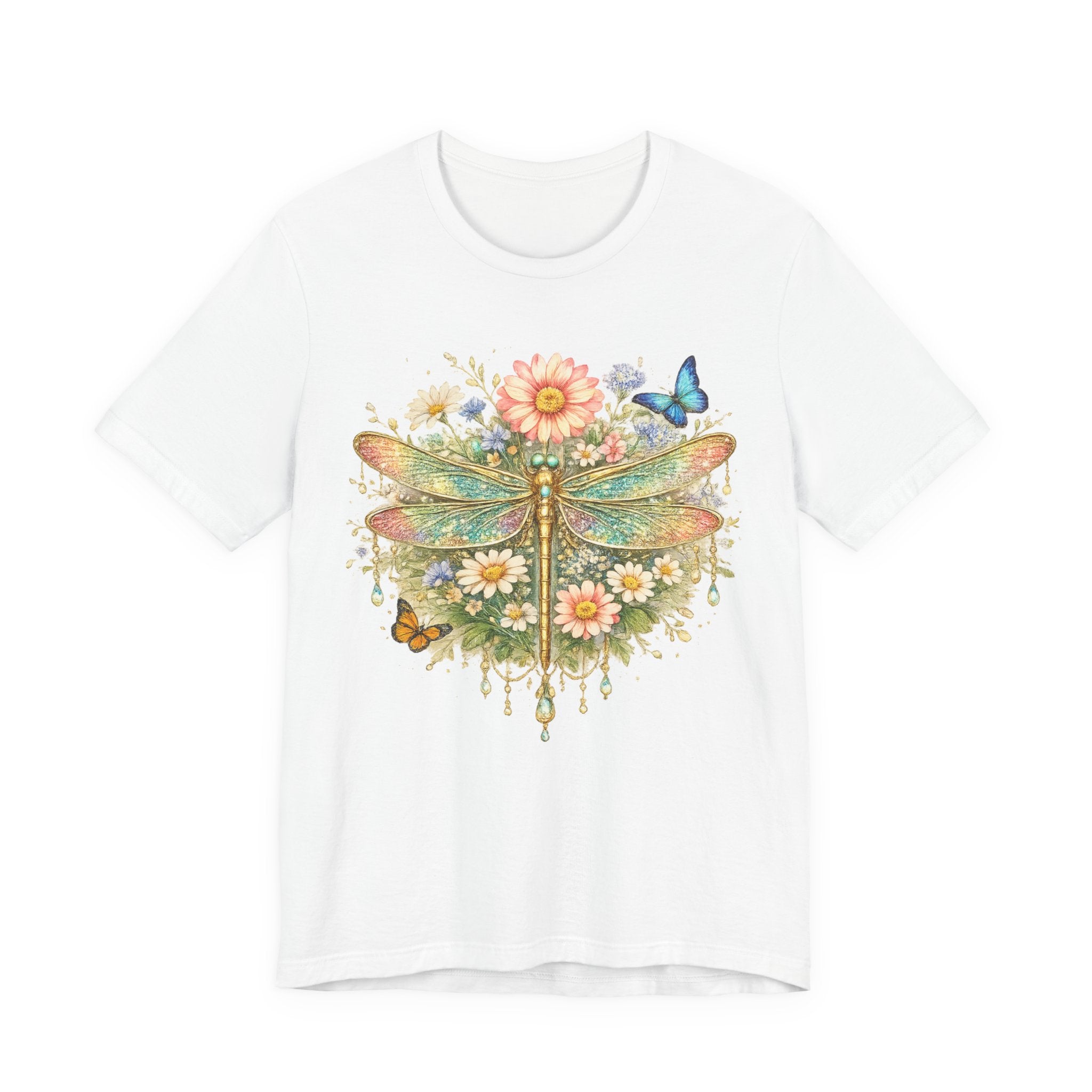 Dragonfly Floral Tee — Vintage Botanical Dragonfly T-Shirt