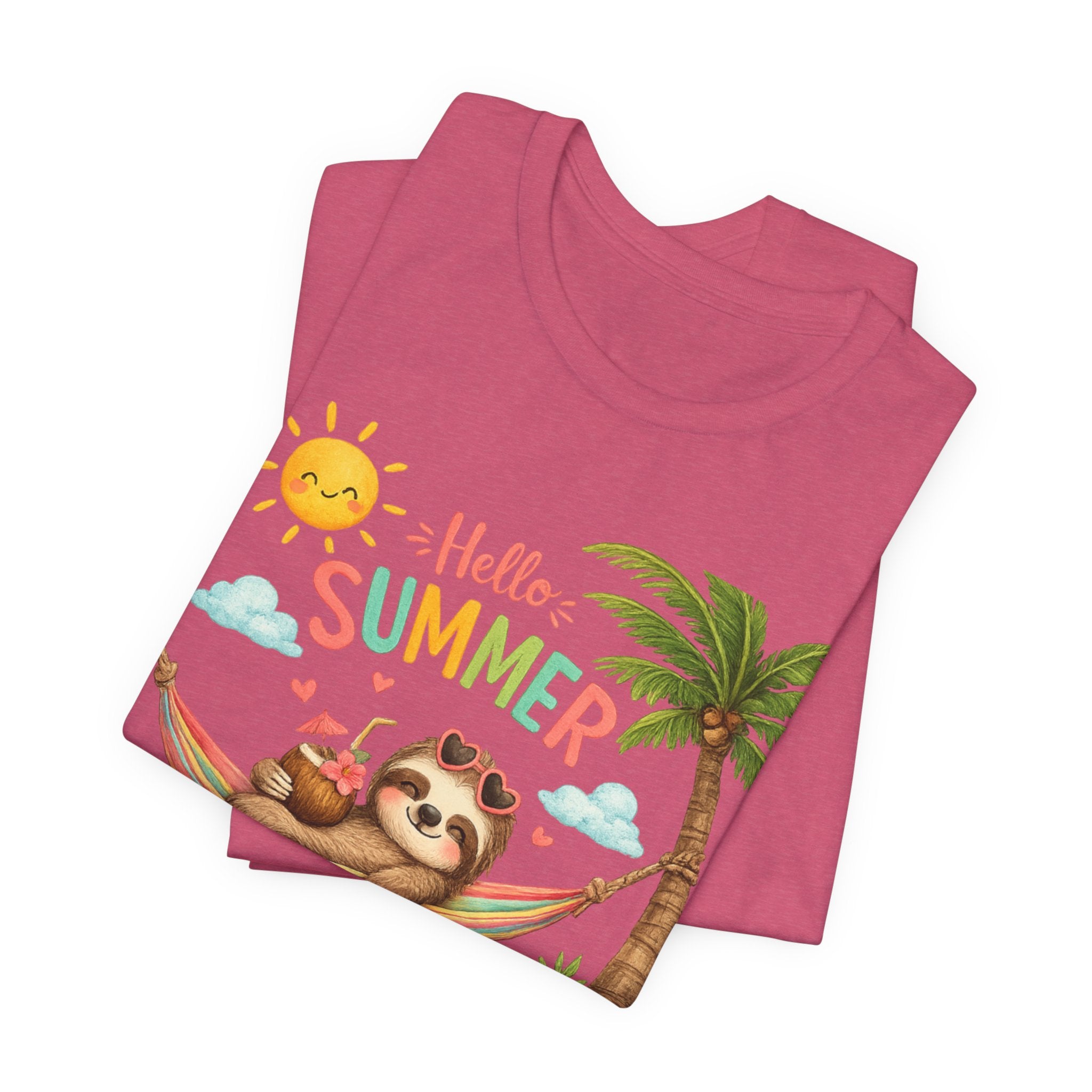 Hello Summer Sloth T-Shirt — Cute Tropical Beach Tee