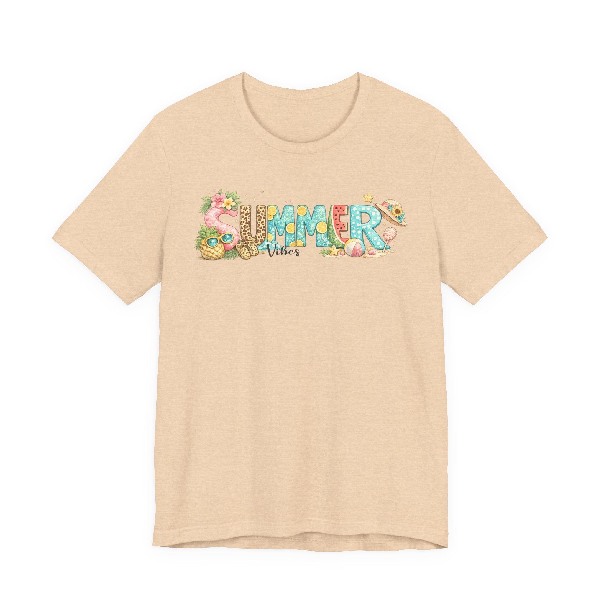 Summer Vibes Graphic Tee - 'Summer' Floral Beach Design