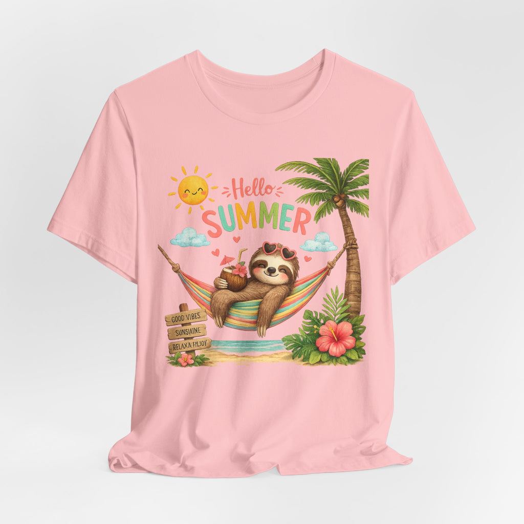 Hello Summer Sloth T-Shirt — Cute Tropical Beach Tee