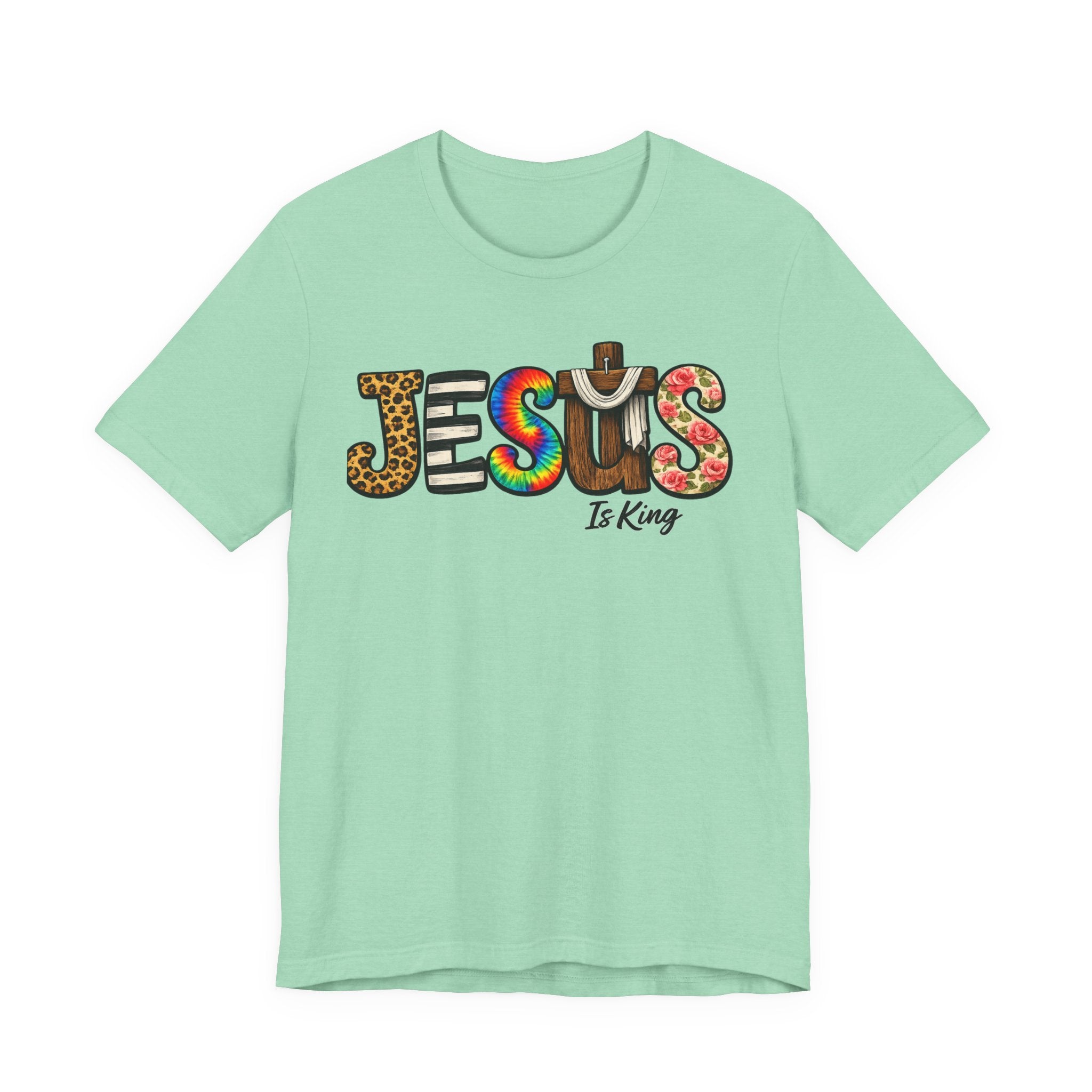Jesus Graphic Tee — Colorful Americana Faith Design