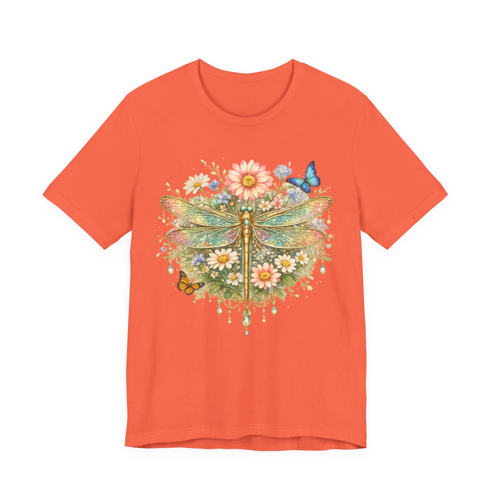 Dragonfly Floral Tee — Vintage Botanical Dragonfly T-Shirt