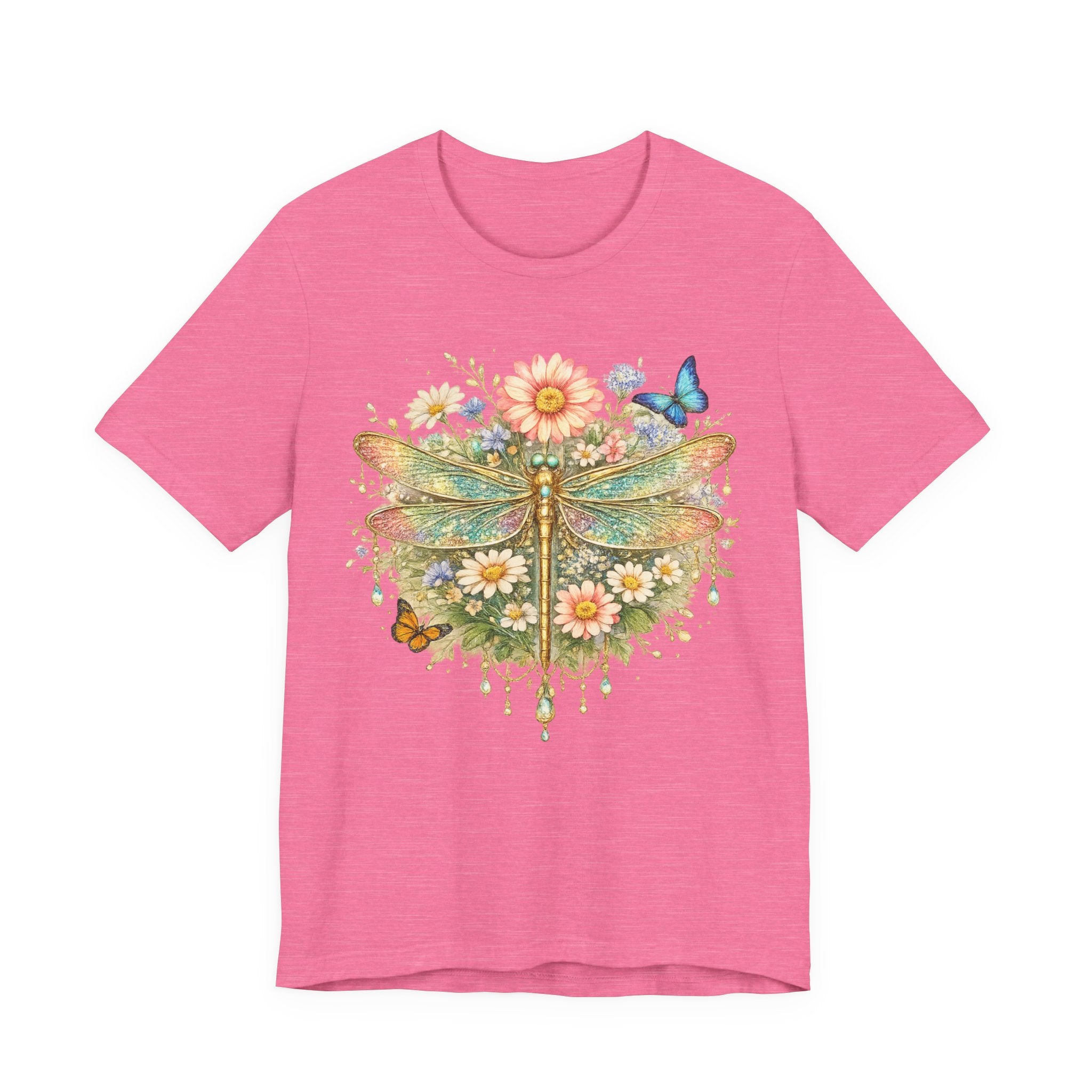 Dragonfly Floral Tee — Vintage Botanical Dragonfly T-Shirt