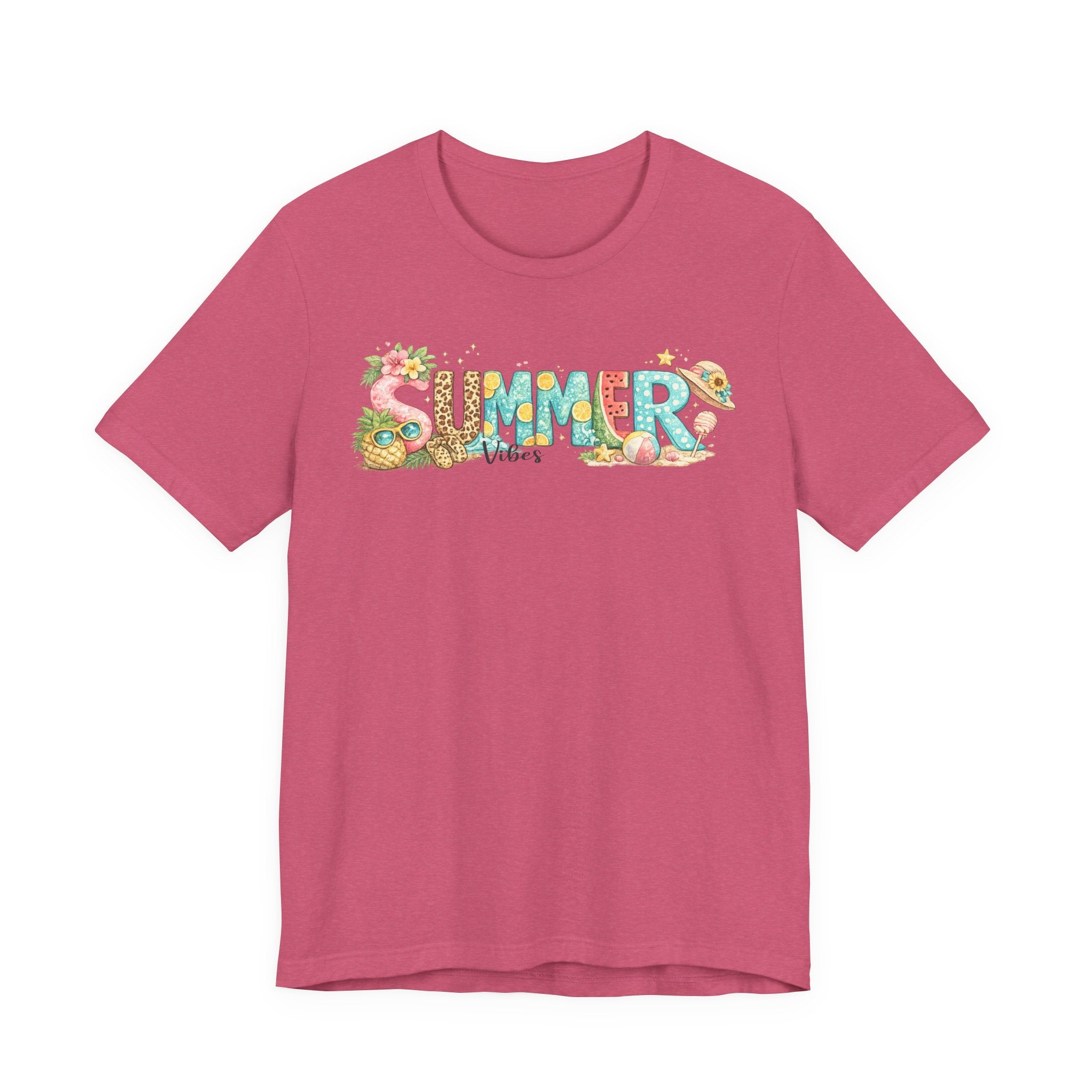 Summer Vibes Graphic Tee - 'Summer' Floral Beach Design