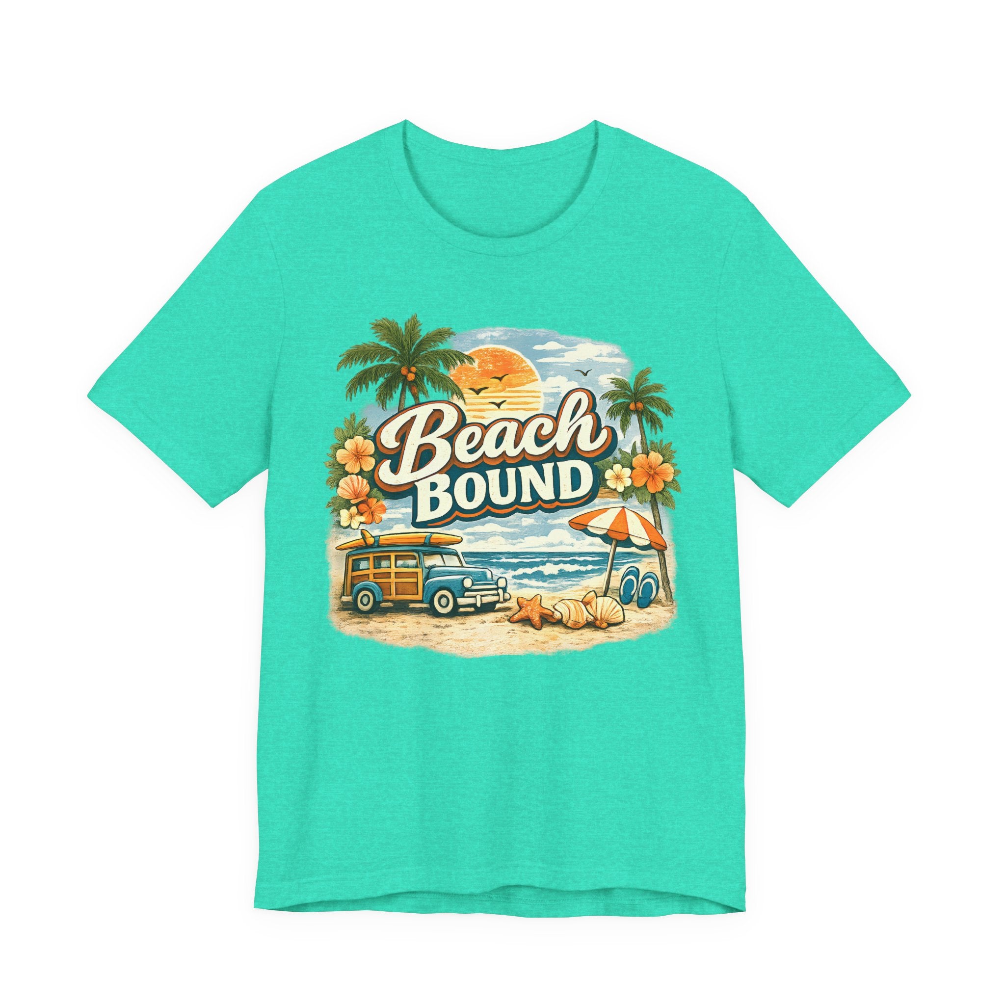 Beach Bound T-Shirt — Retro Surf Van & Palm Trees Tee