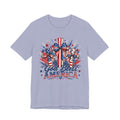 God Bless America T-Shirt — Patriotic 4th of July Tee with Flag Bow Design