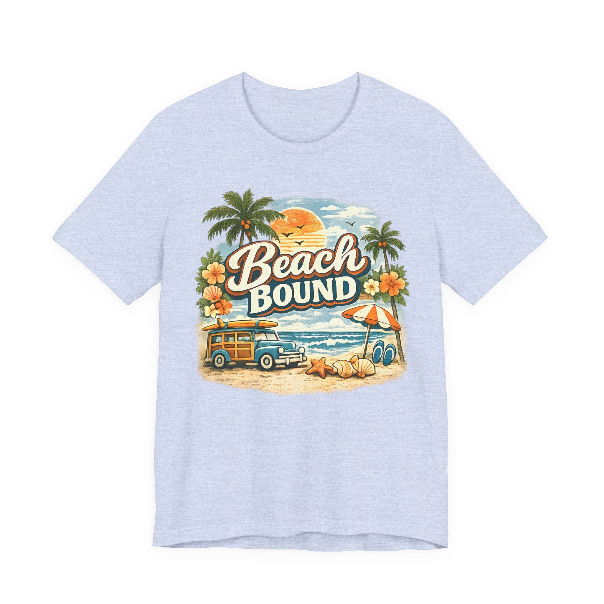 Beach Bound T-Shirt — Retro Surf Van & Palm Trees Tee