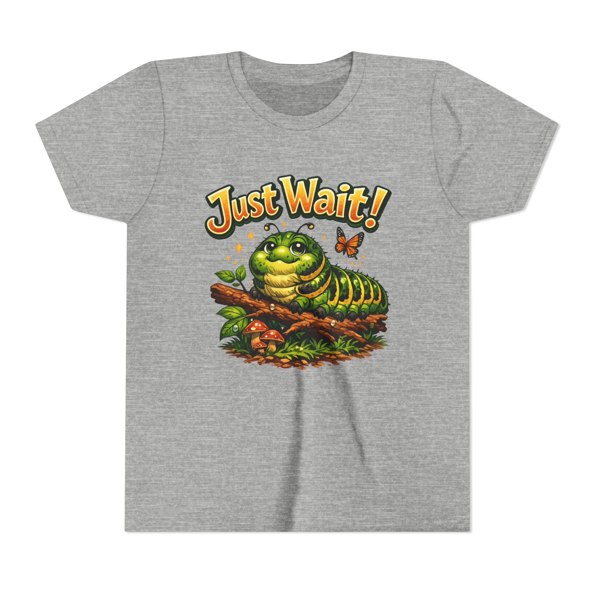 Youth Tee - "Just Wait!" Cute Caterpillar Graphic Kids T-Shirt