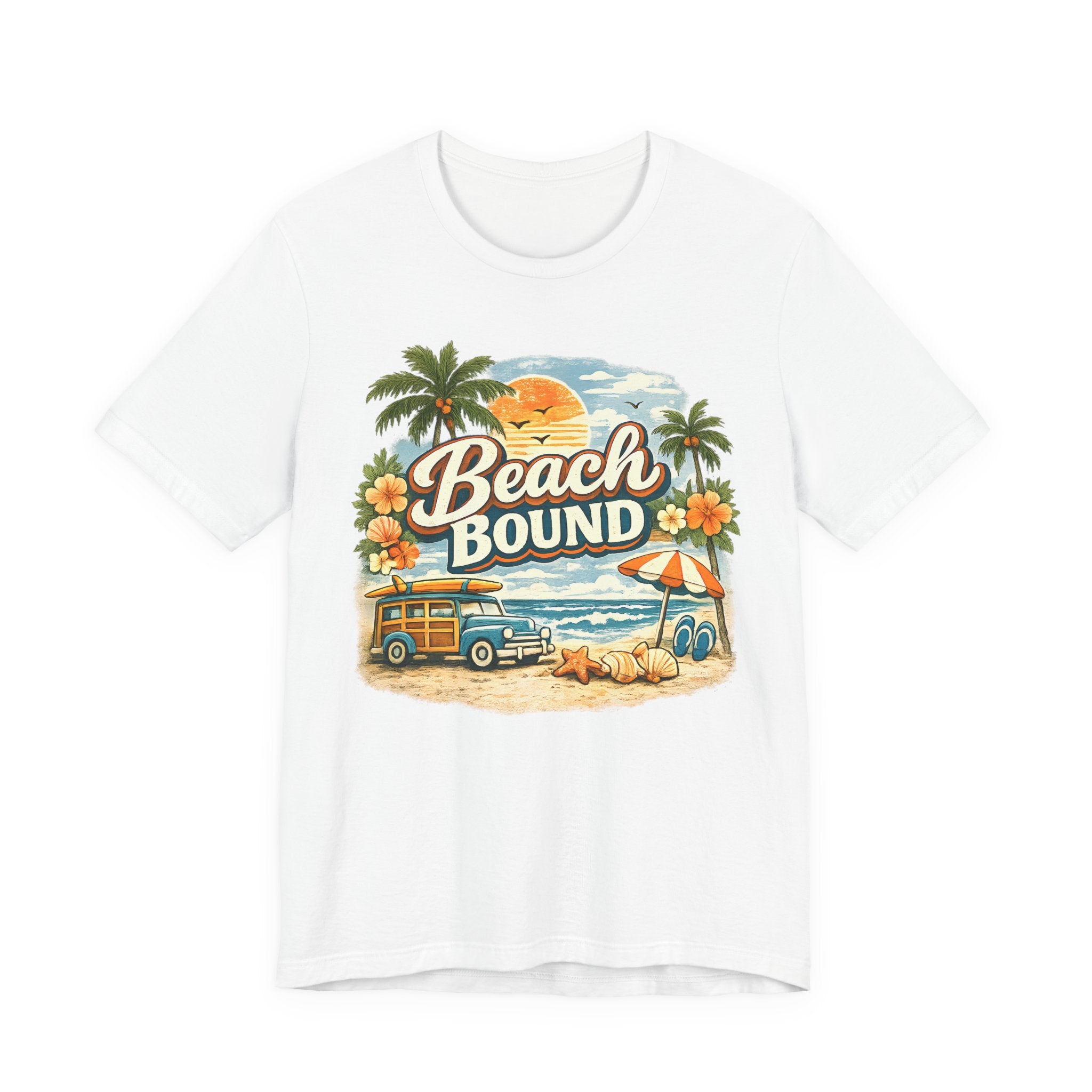 Beach Bound T-Shirt — Retro Surf Van & Palm Trees Tee