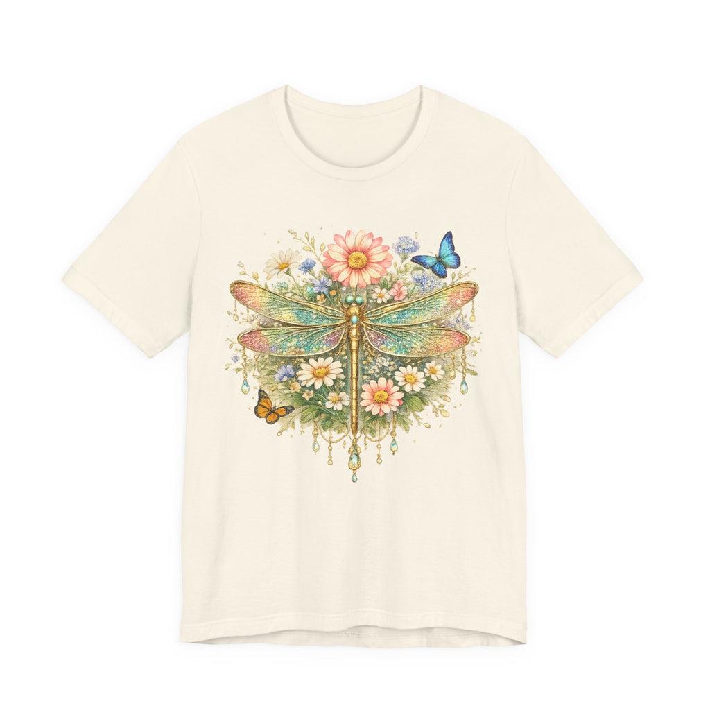 Dragonfly Floral Tee — Vintage Botanical Dragonfly T-Shirt