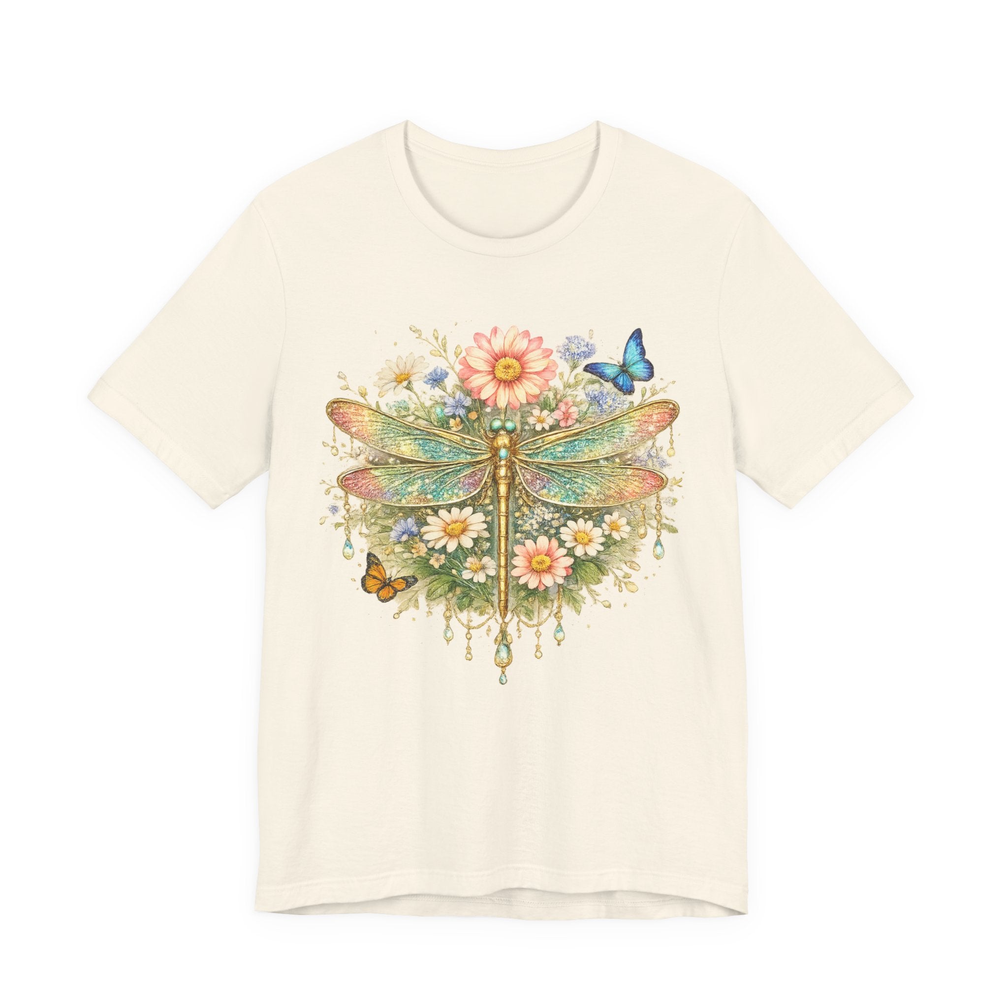 Dragonfly Floral Tee — Vintage Botanical Dragonfly T-Shirt