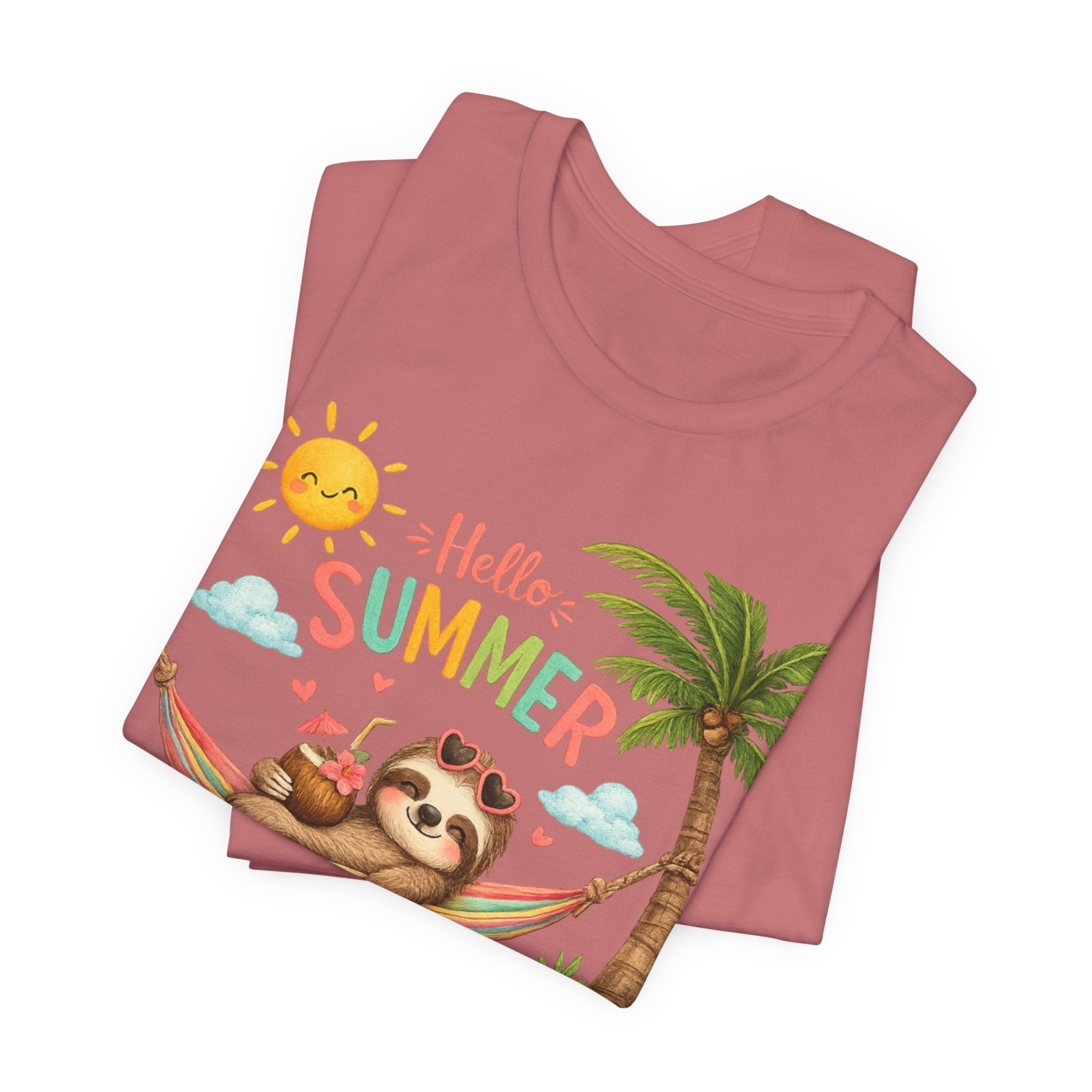 Hello Summer Sloth T-Shirt — Cute Tropical Beach Tee