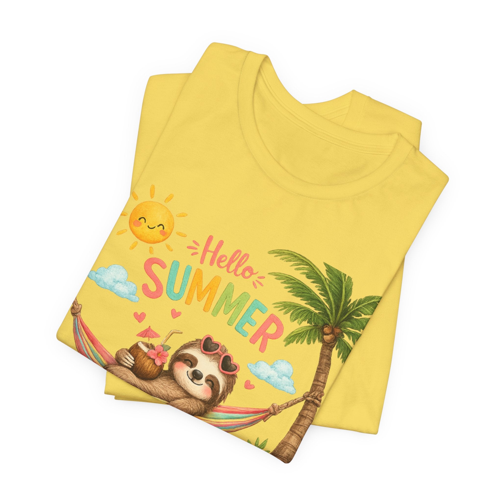 Hello Summer Sloth T-Shirt — Cute Tropical Beach Tee