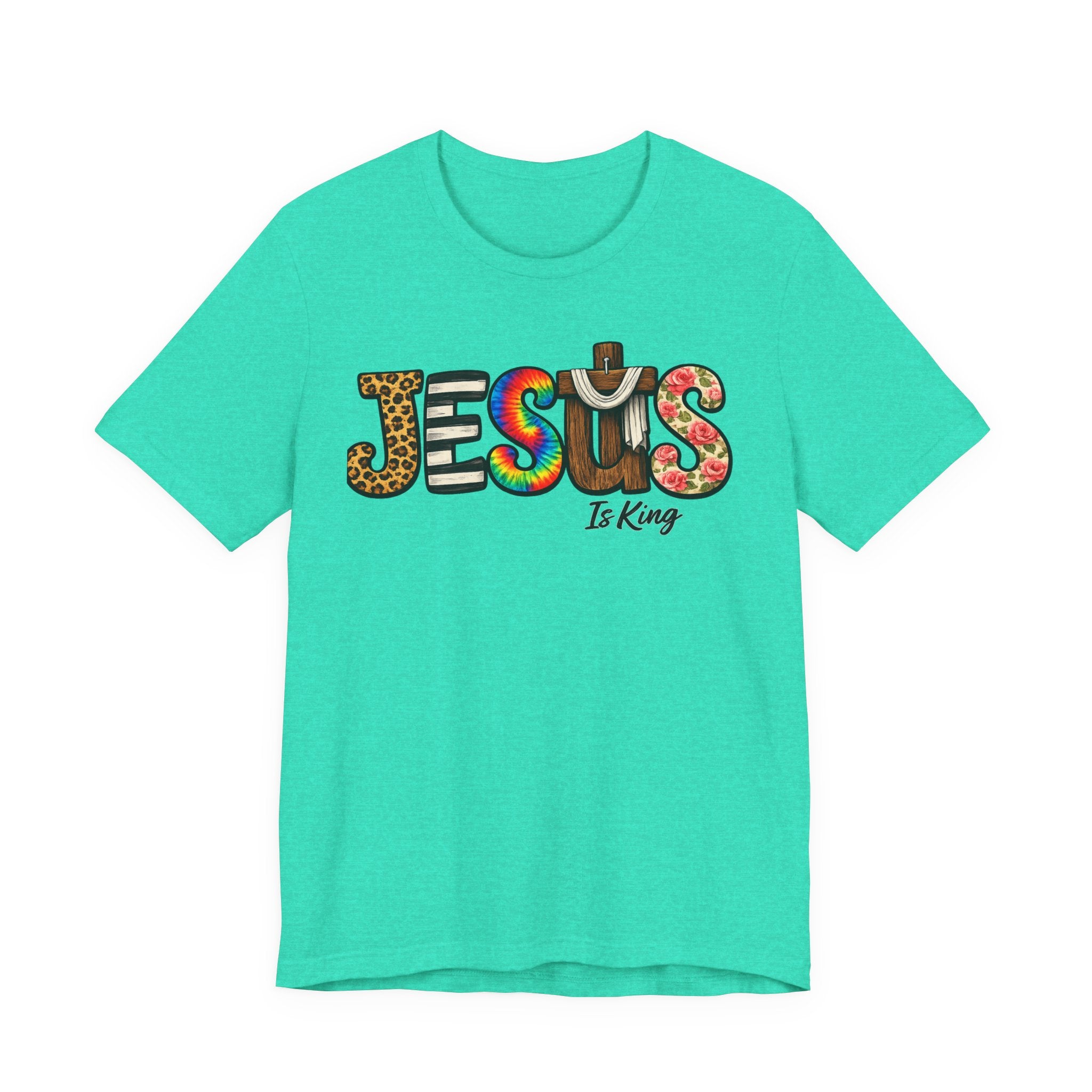 Jesus Graphic Tee — Colorful Americana Faith Design