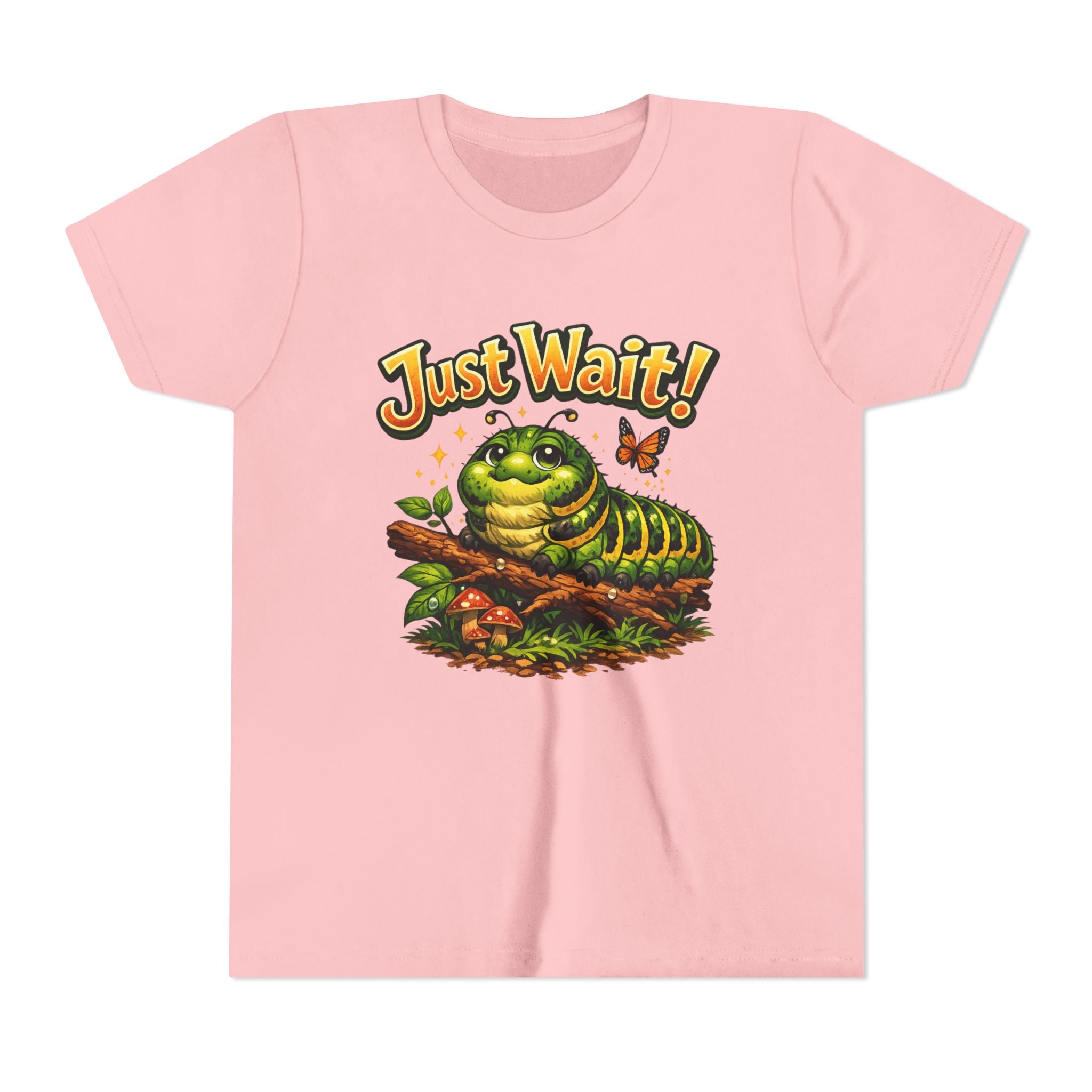 Youth Tee - "Just Wait!" Cute Caterpillar Graphic Kids T-Shirt