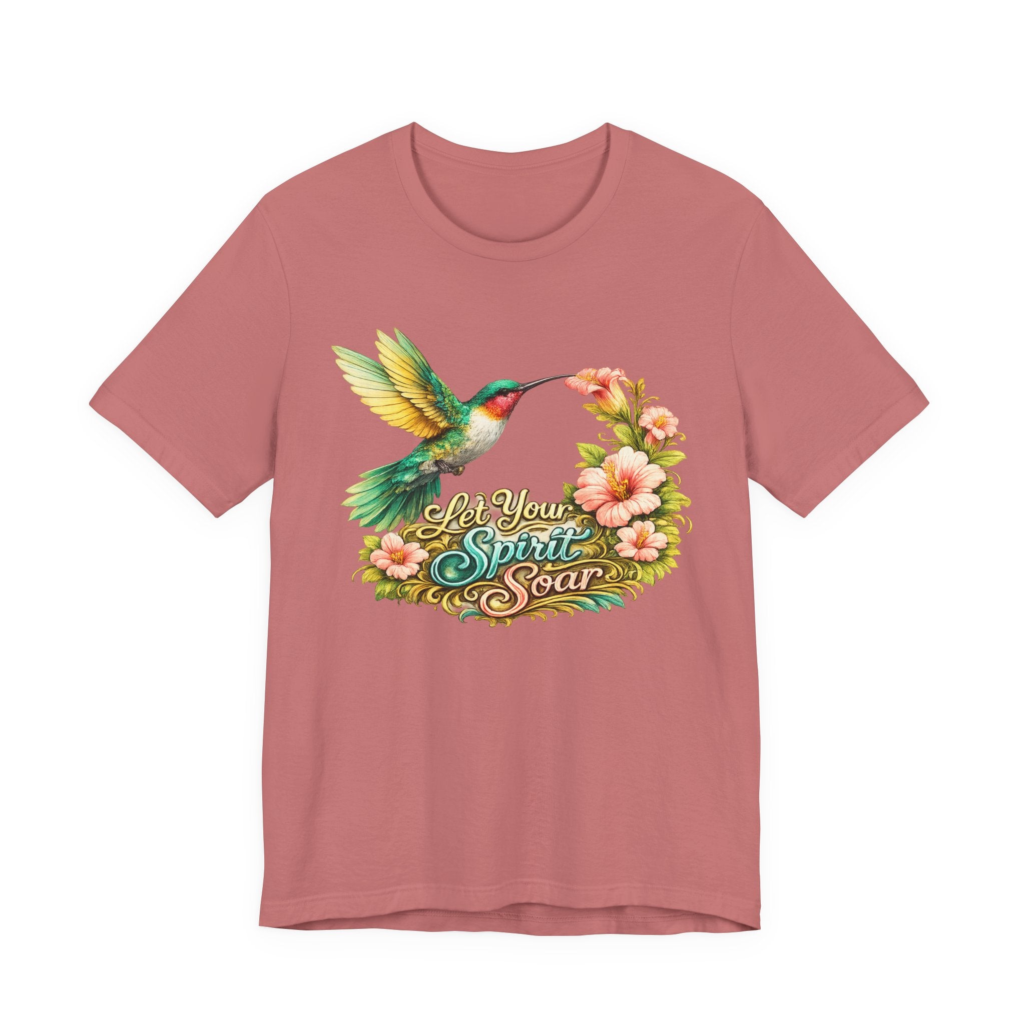 Hummingbird "Let Your Spirit Soar" Tee — Floral Inspirational Graphic T-Shirt