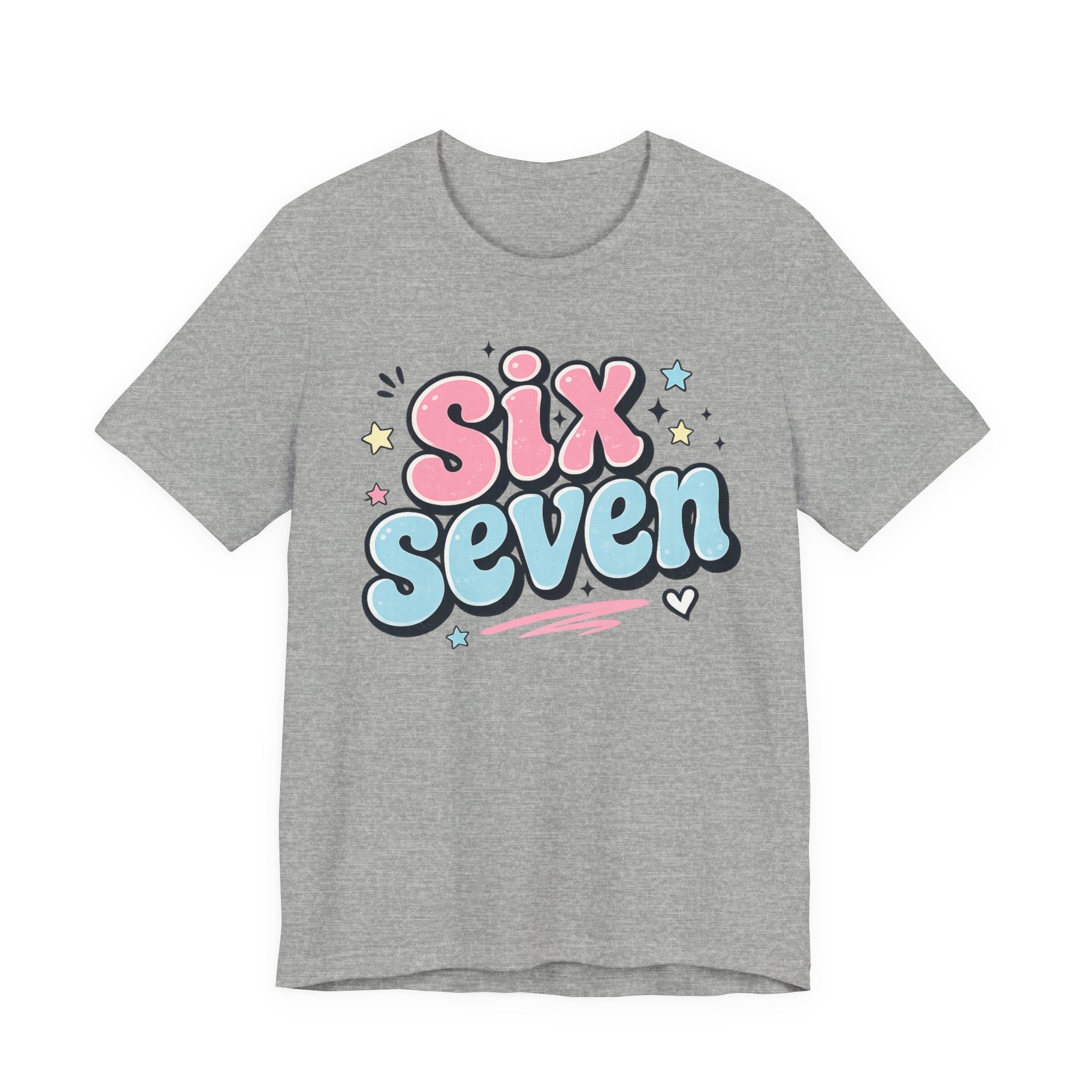 Six Seven Cute Pastel Graphic Tee — Playful Retro Number Shirt