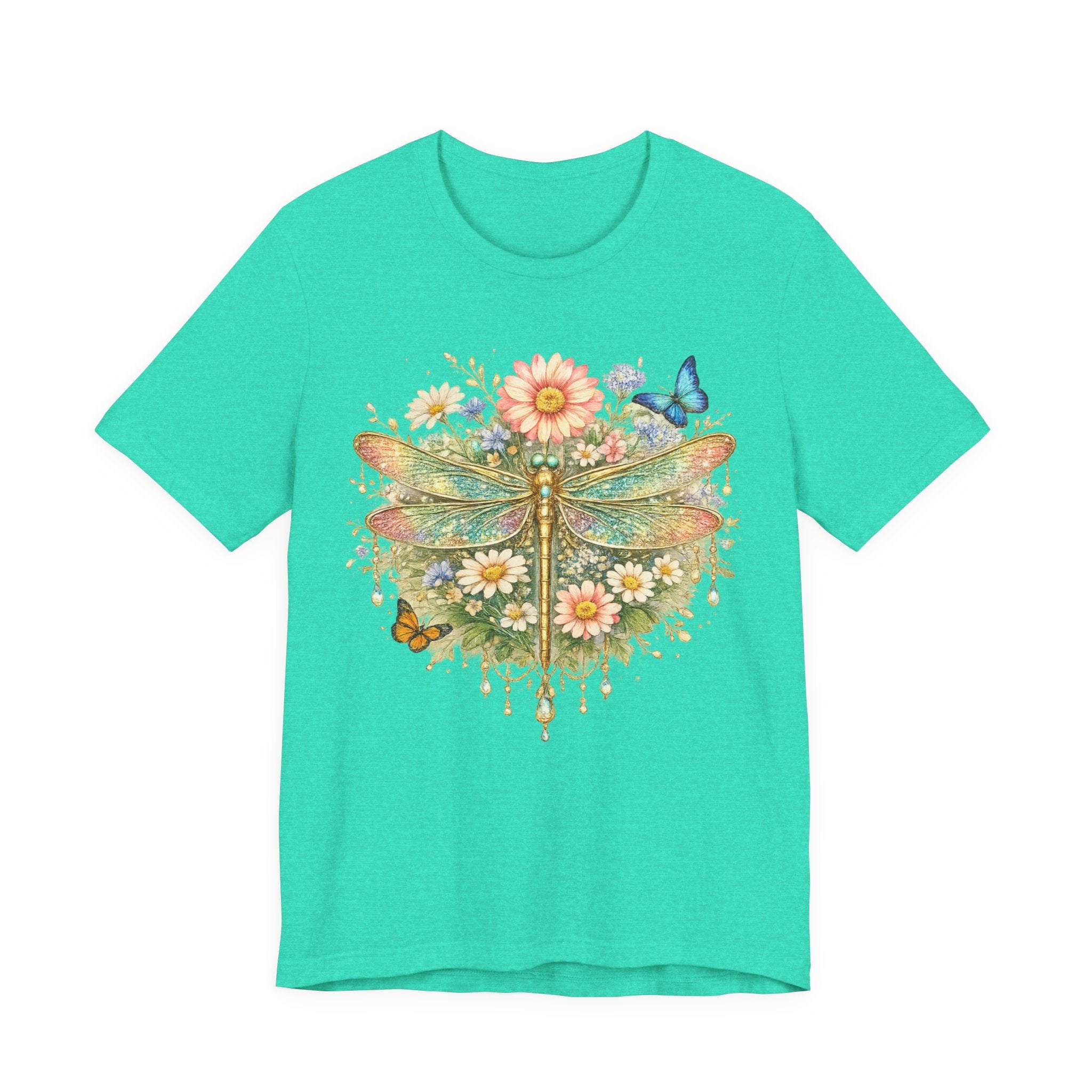 Dragonfly Floral Tee — Vintage Botanical Dragonfly T-Shirt