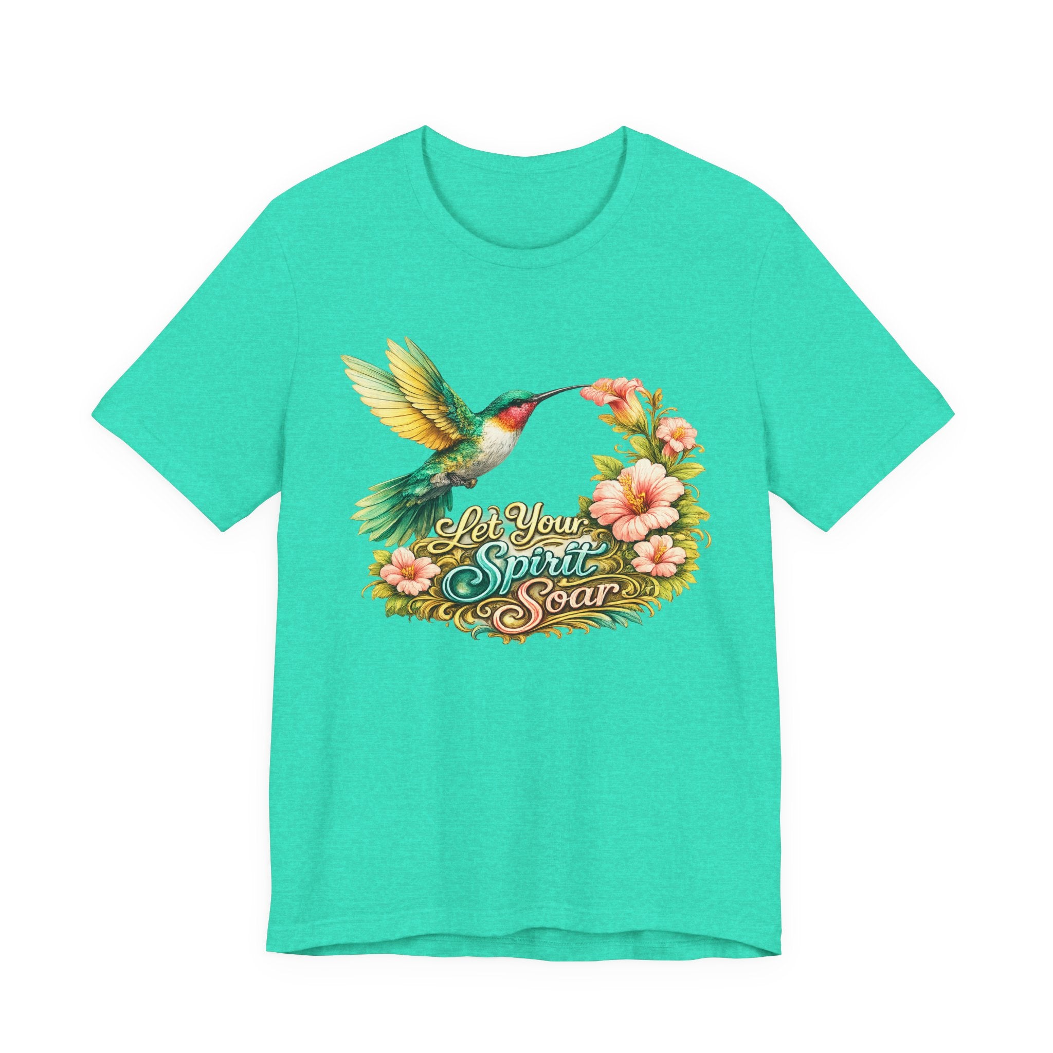 Hummingbird "Let Your Spirit Soar" Tee — Floral Inspirational Graphic T-Shirt