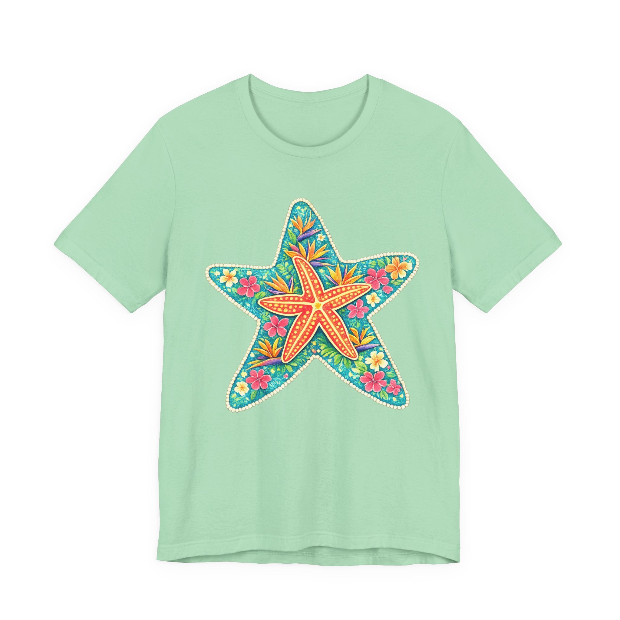 Starfish Floral Tee — Colorful Tropical Beach T-Shirt