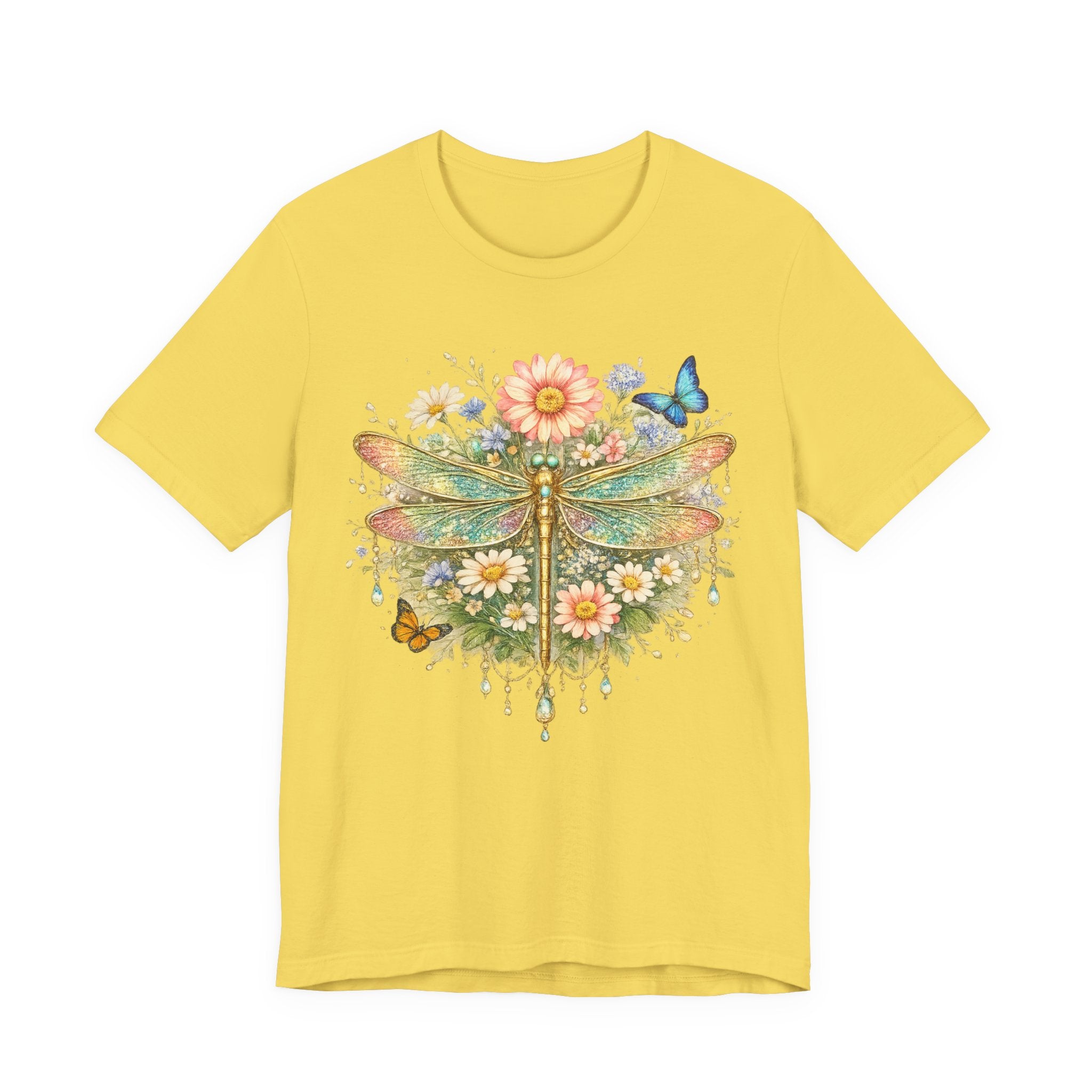 Dragonfly Floral Tee — Vintage Botanical Dragonfly T-Shirt