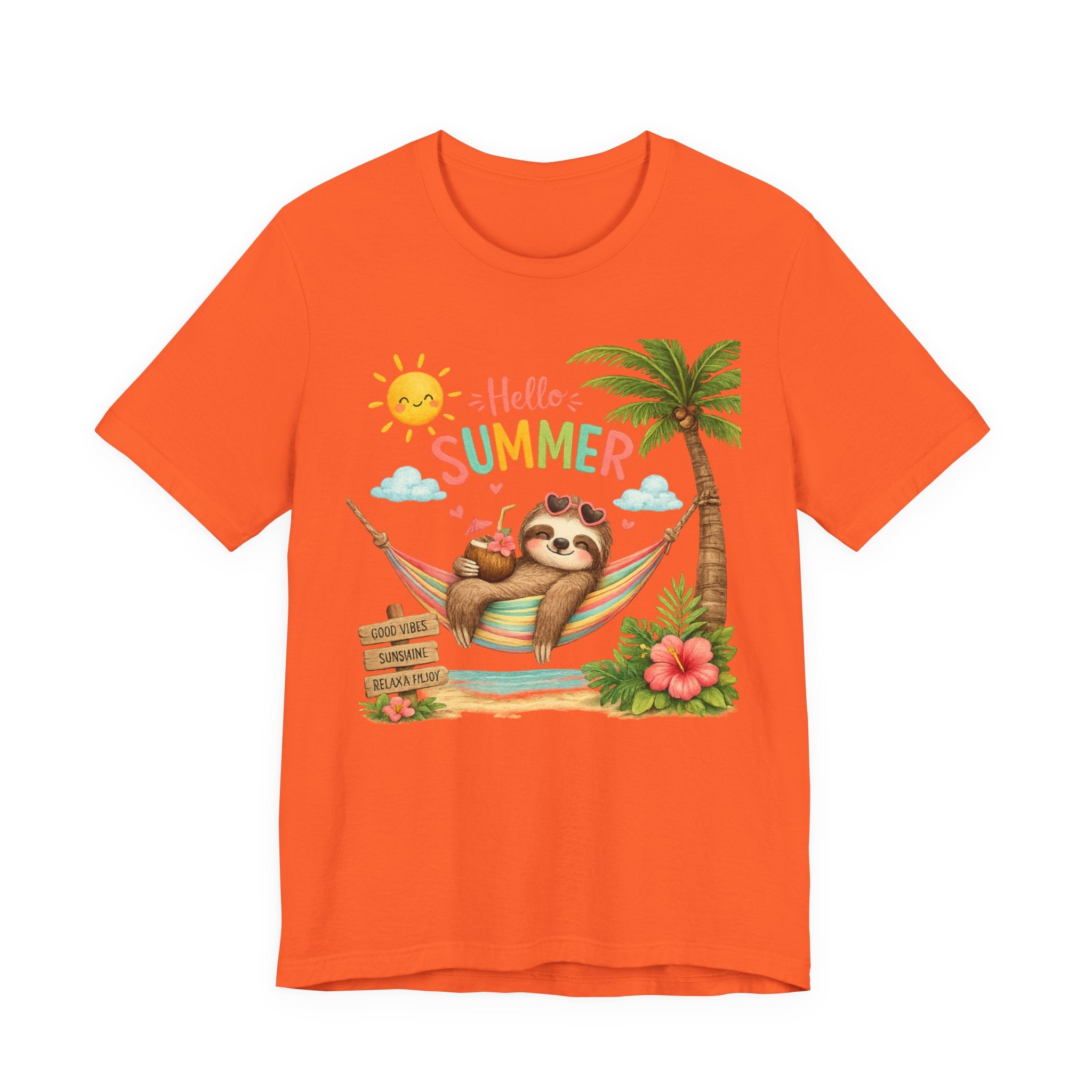 Hello Summer Sloth T-Shirt — Cute Tropical Beach Tee