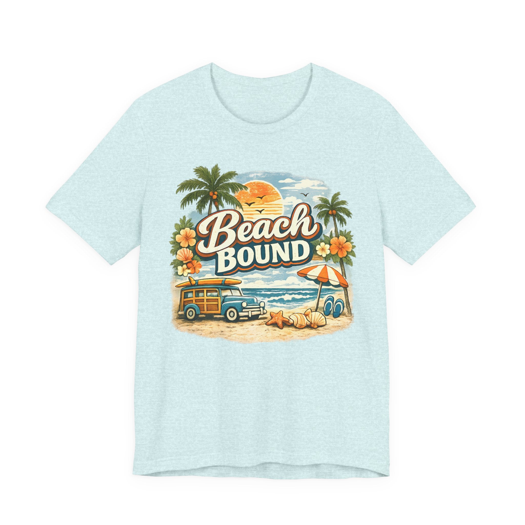 Beach Bound T-Shirt — Retro Surf Van & Palm Trees Tee