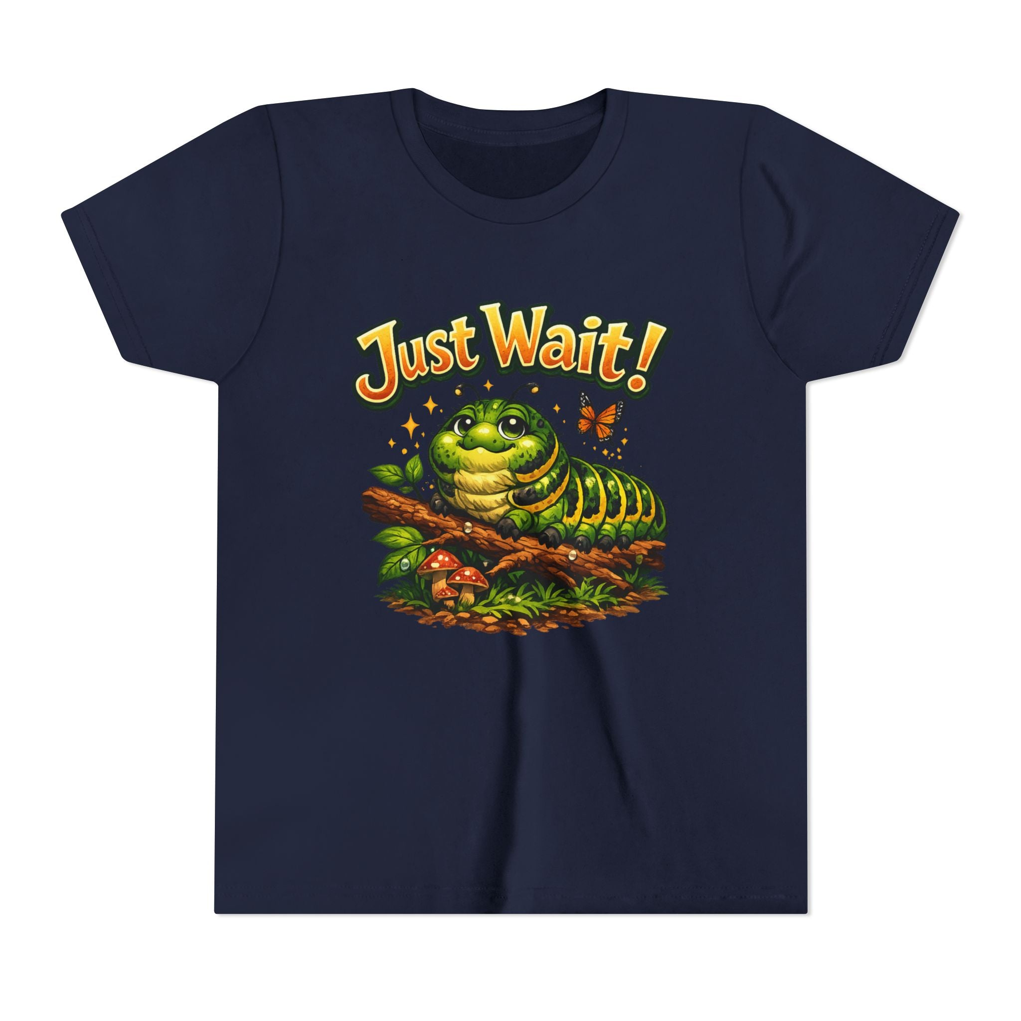 Youth Tee - "Just Wait!" Cute Caterpillar Graphic Kids T-Shirt