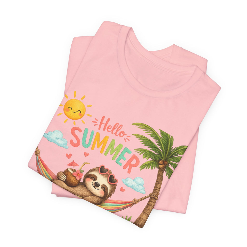 Hello Summer Sloth T-Shirt — Cute Tropical Beach Tee