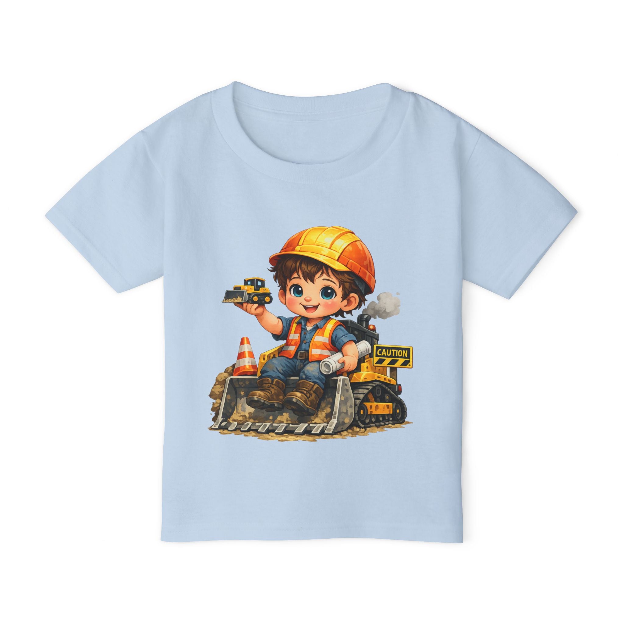 Construction Crew T-Shirt — Cute Kid Bulldozer & Hard Hat Design