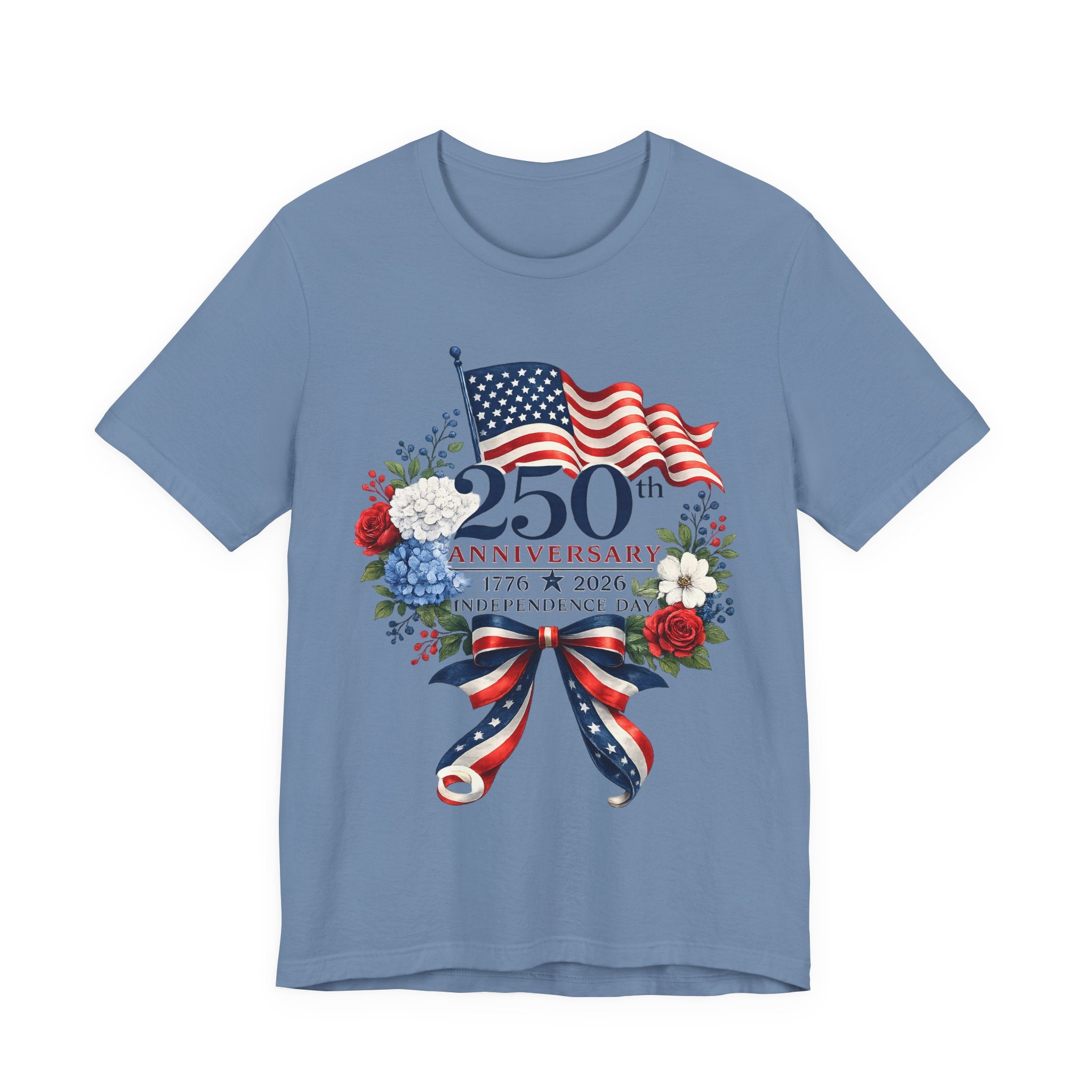 250th Independence Day T-Shirt — 1776–2026 Patriotic American Flag Ribbon Tee
