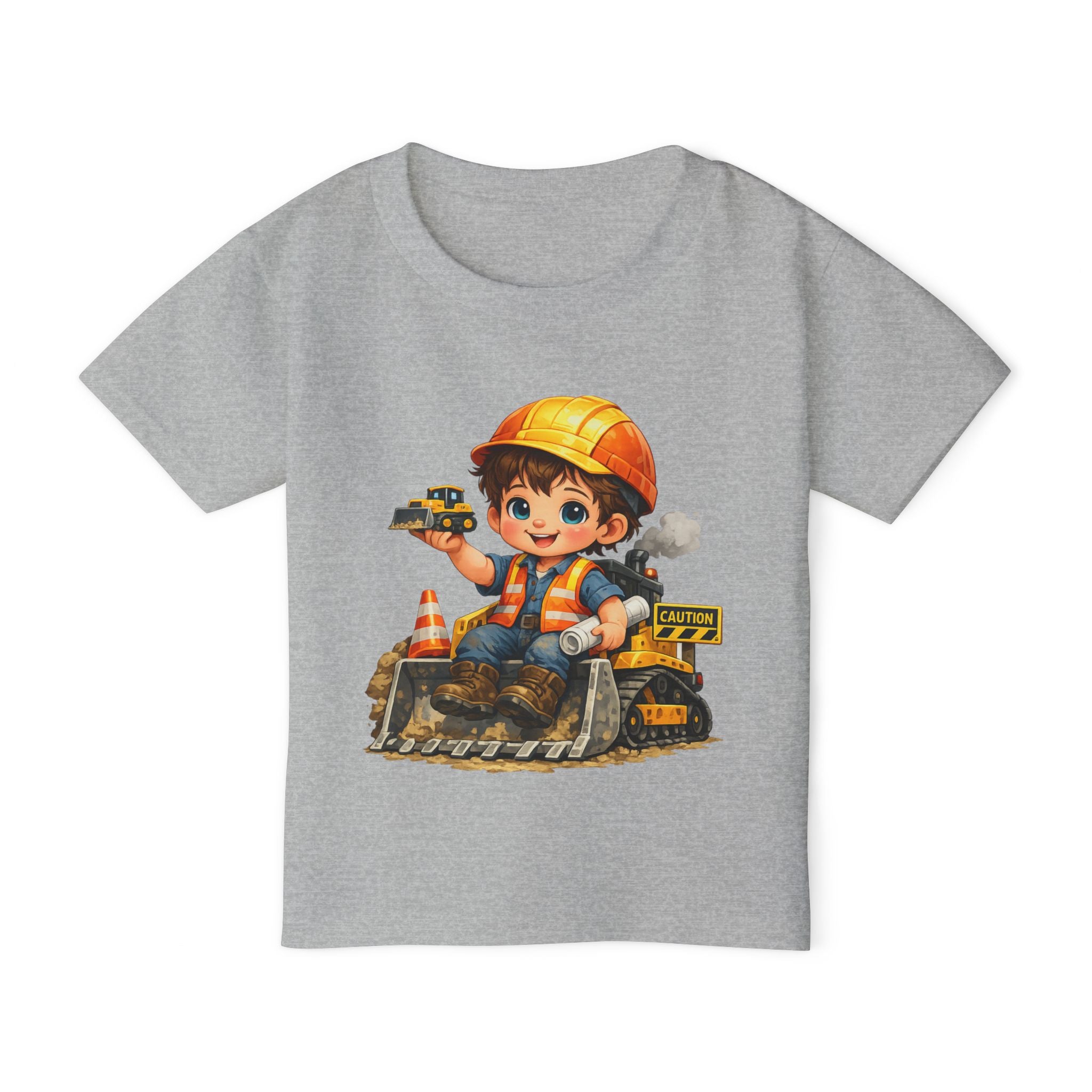 Construction Crew T-Shirt — Cute Kid Bulldozer & Hard Hat Design