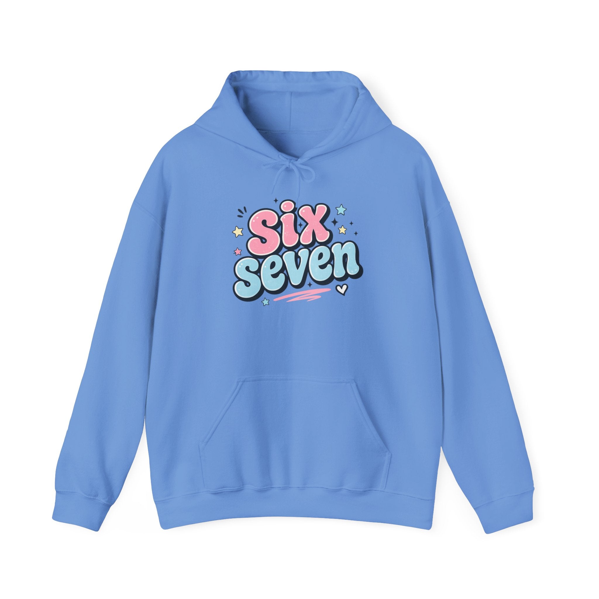Six Seven Hoodie — Cute Pastel "Six Seven" Graphic Sweatshirt