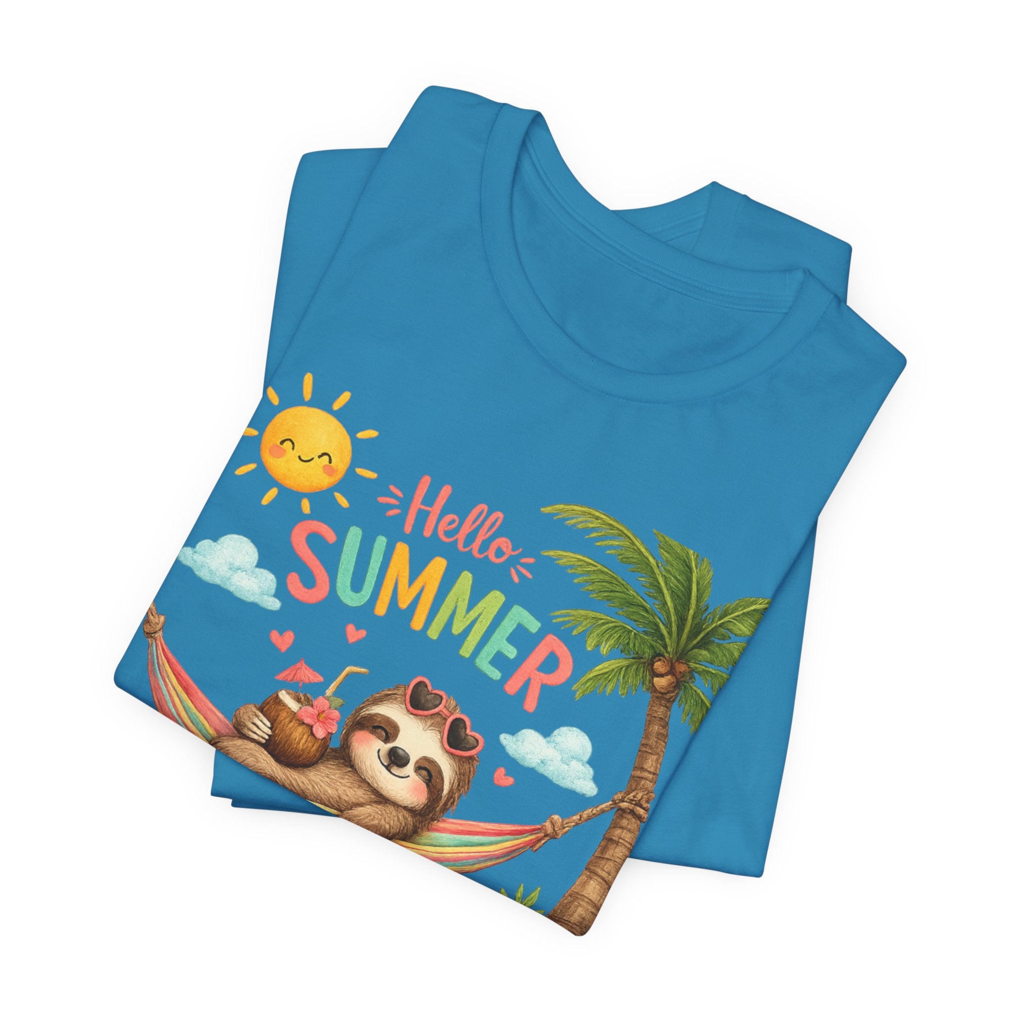Hello Summer Sloth T-Shirt — Cute Tropical Beach Tee